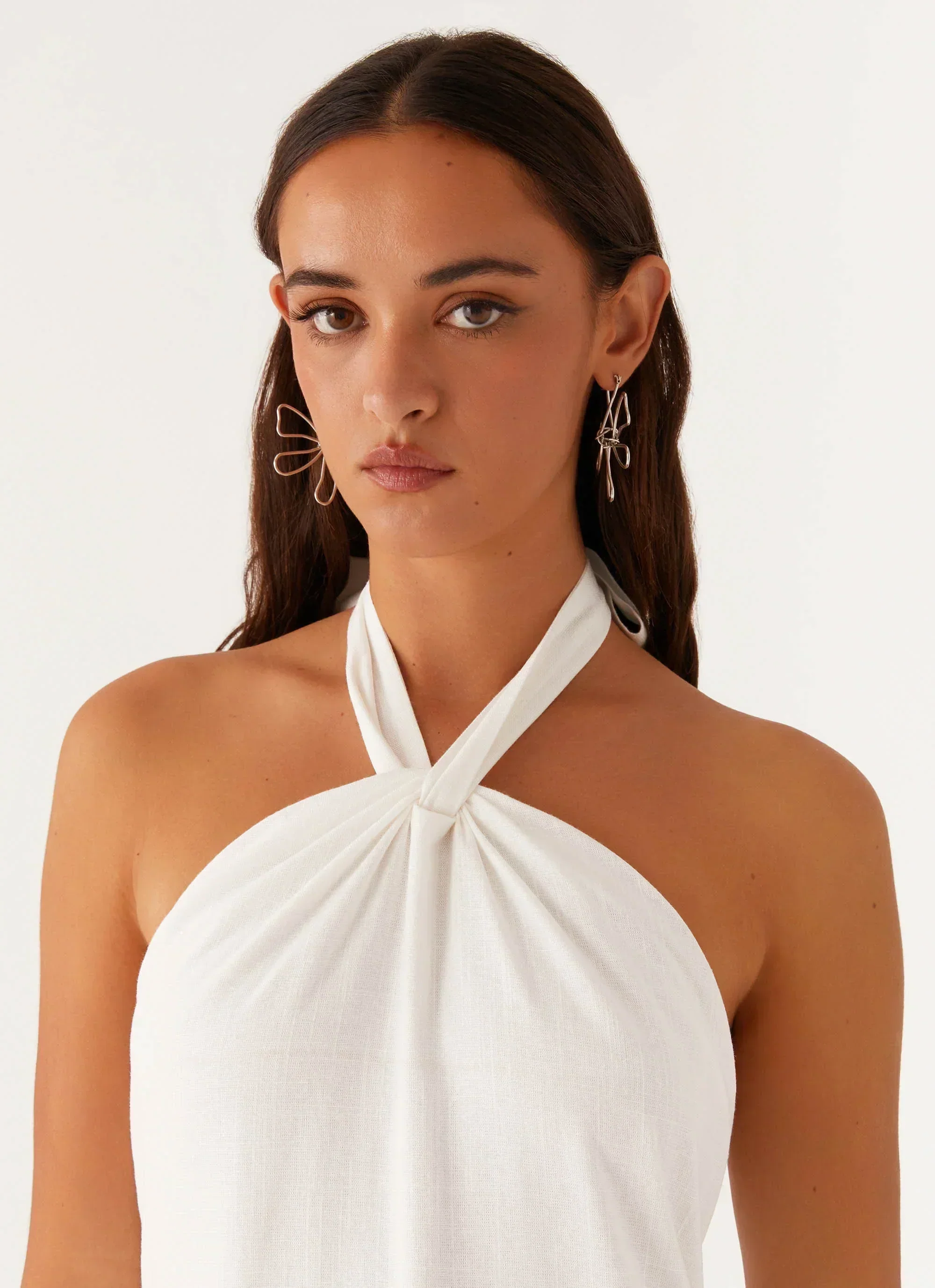 Golden Child Linen Maxi Dress - White - luluinthesky