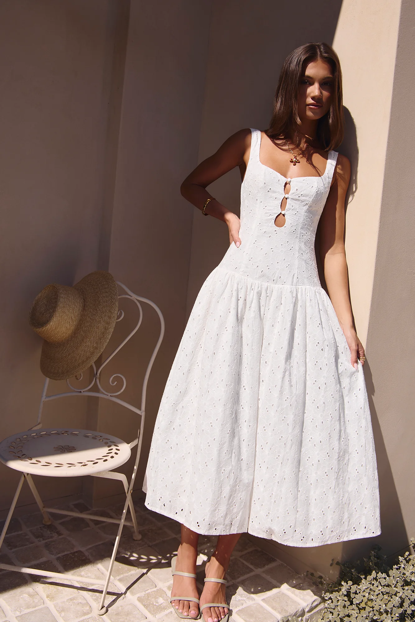Romance Stitched Maxi Dress White - luluinthesky