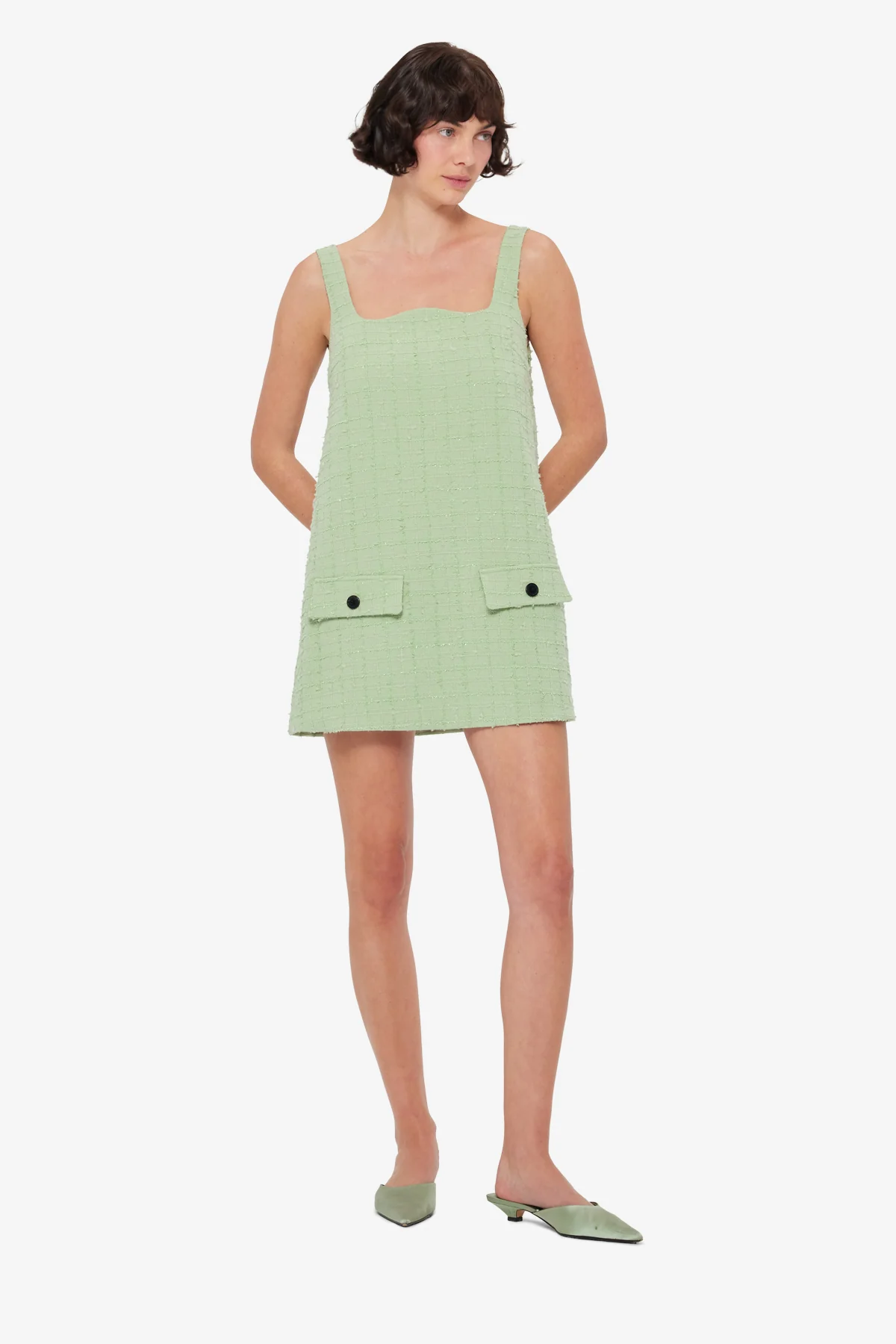 Kira Tweed Mini Dress - Caledon Green