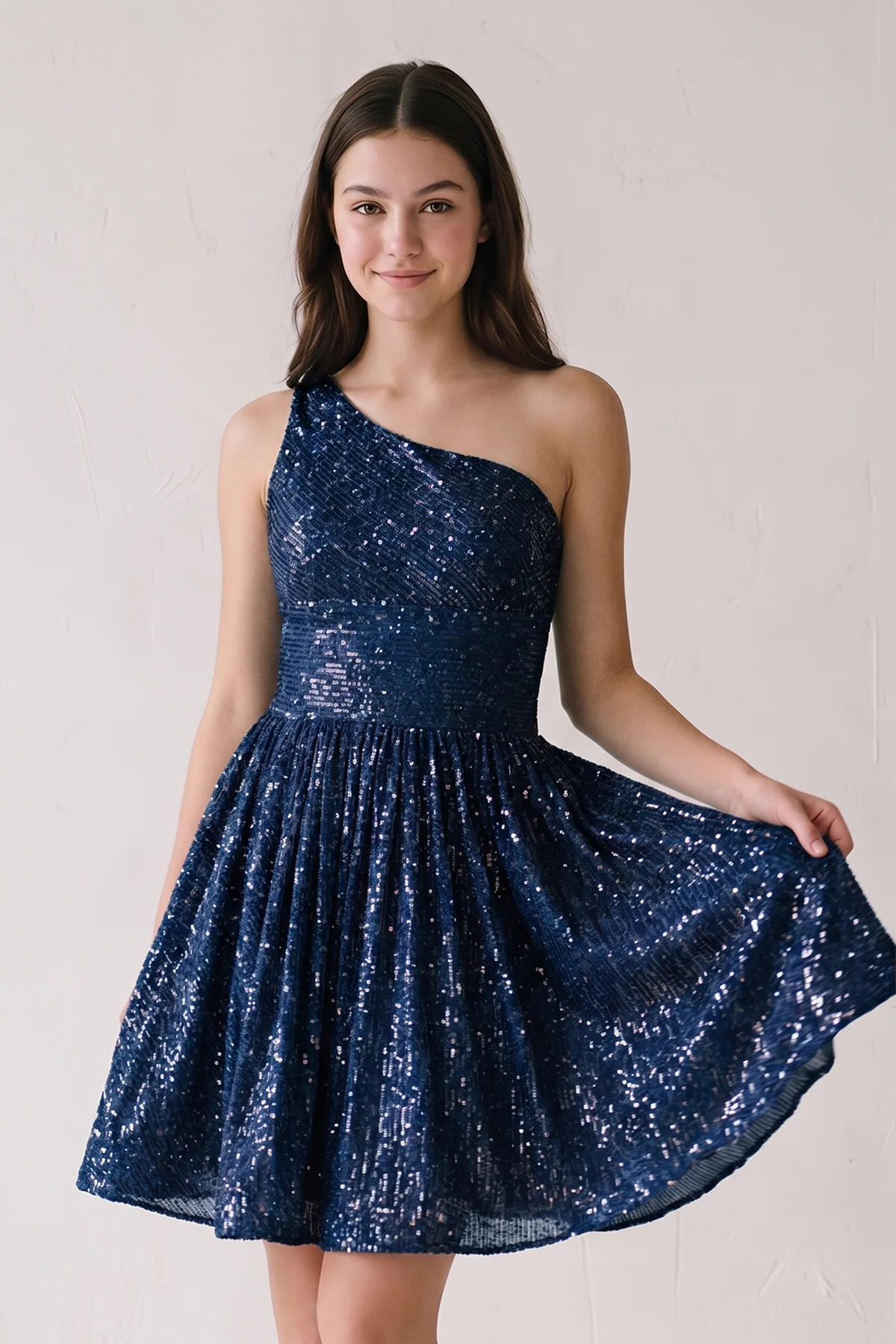 A-Line One Shoulder Sequins Homecoming Dress