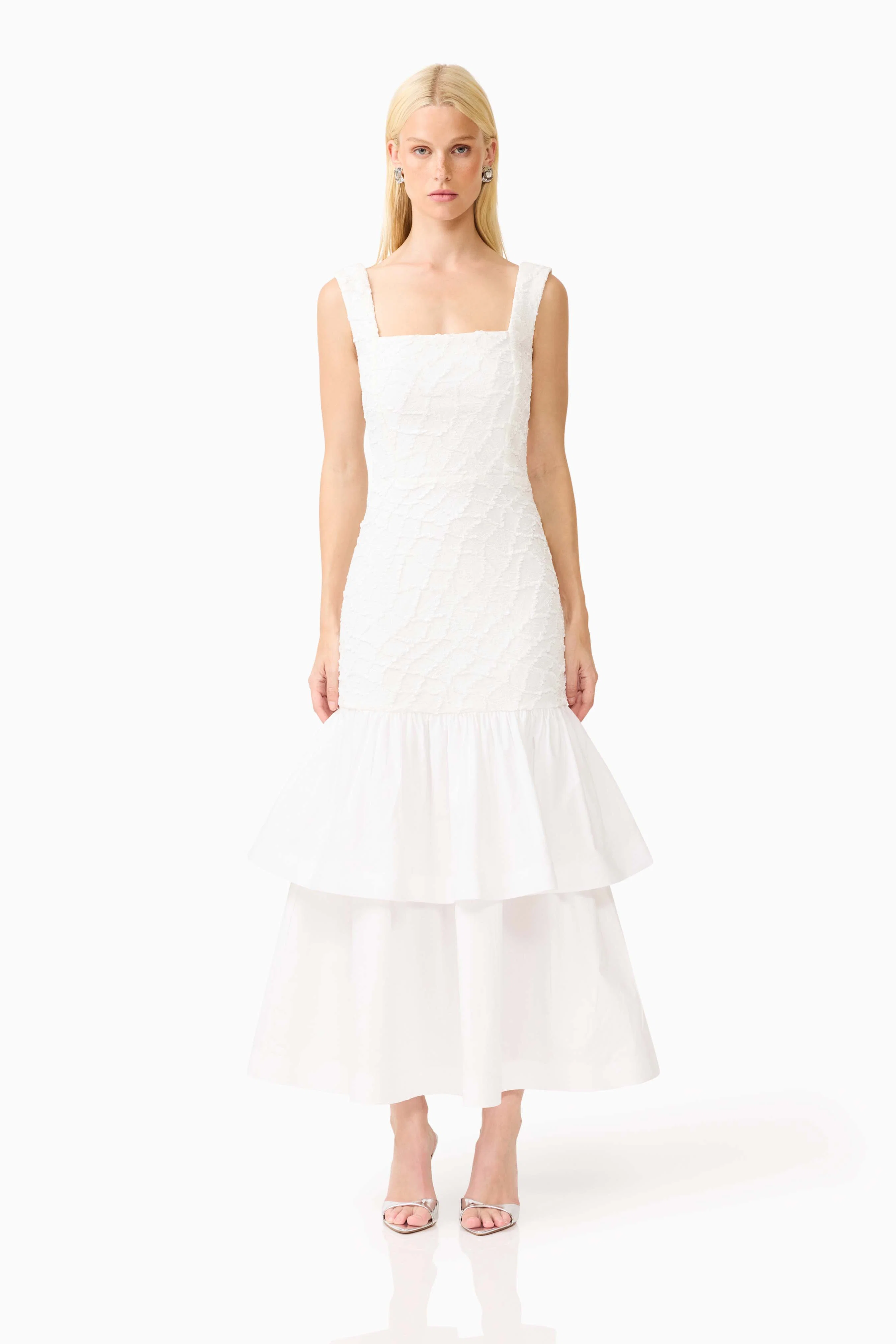 Alexandra Tiered Gown in White