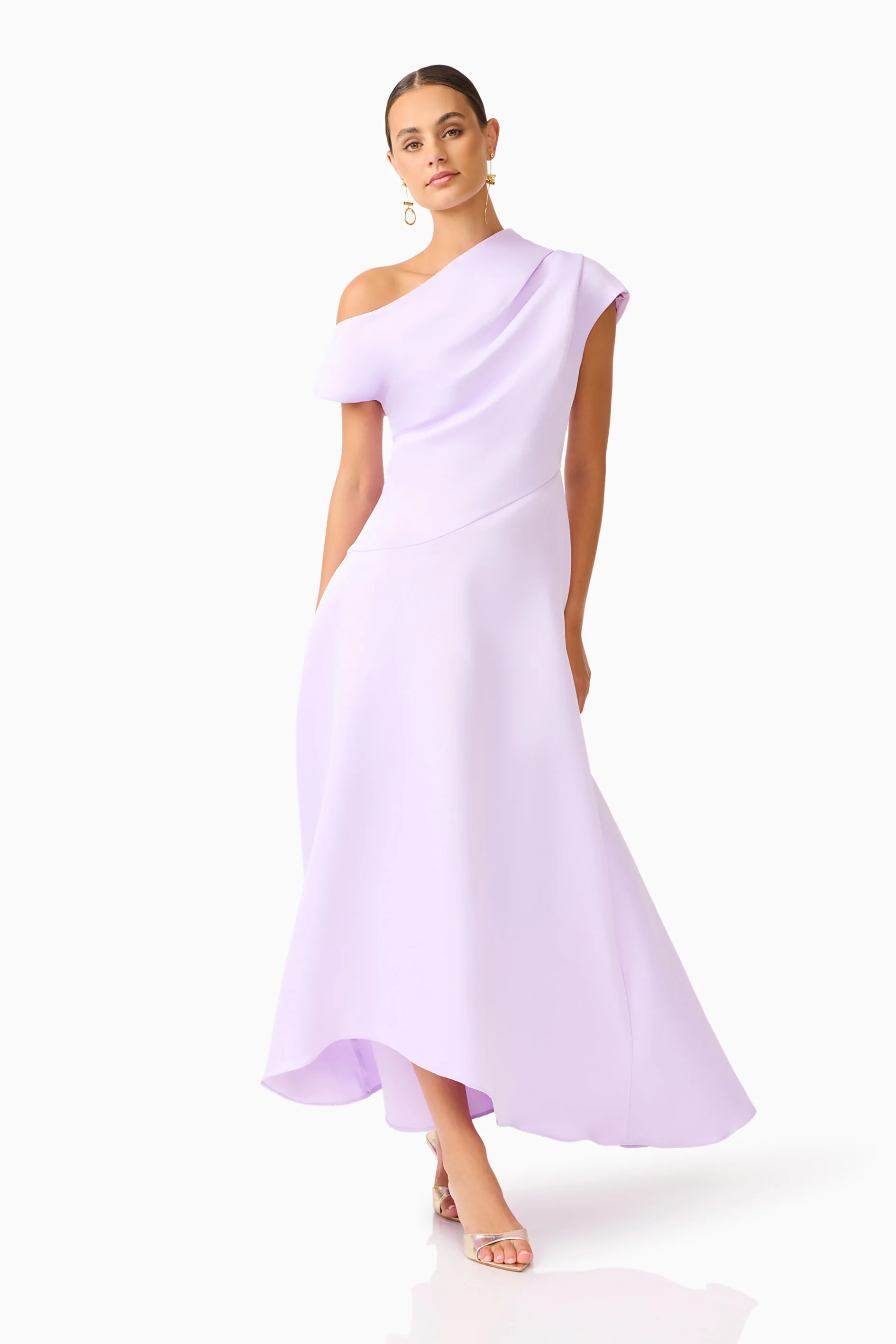 Marissa One Shoulder Gown in Purple