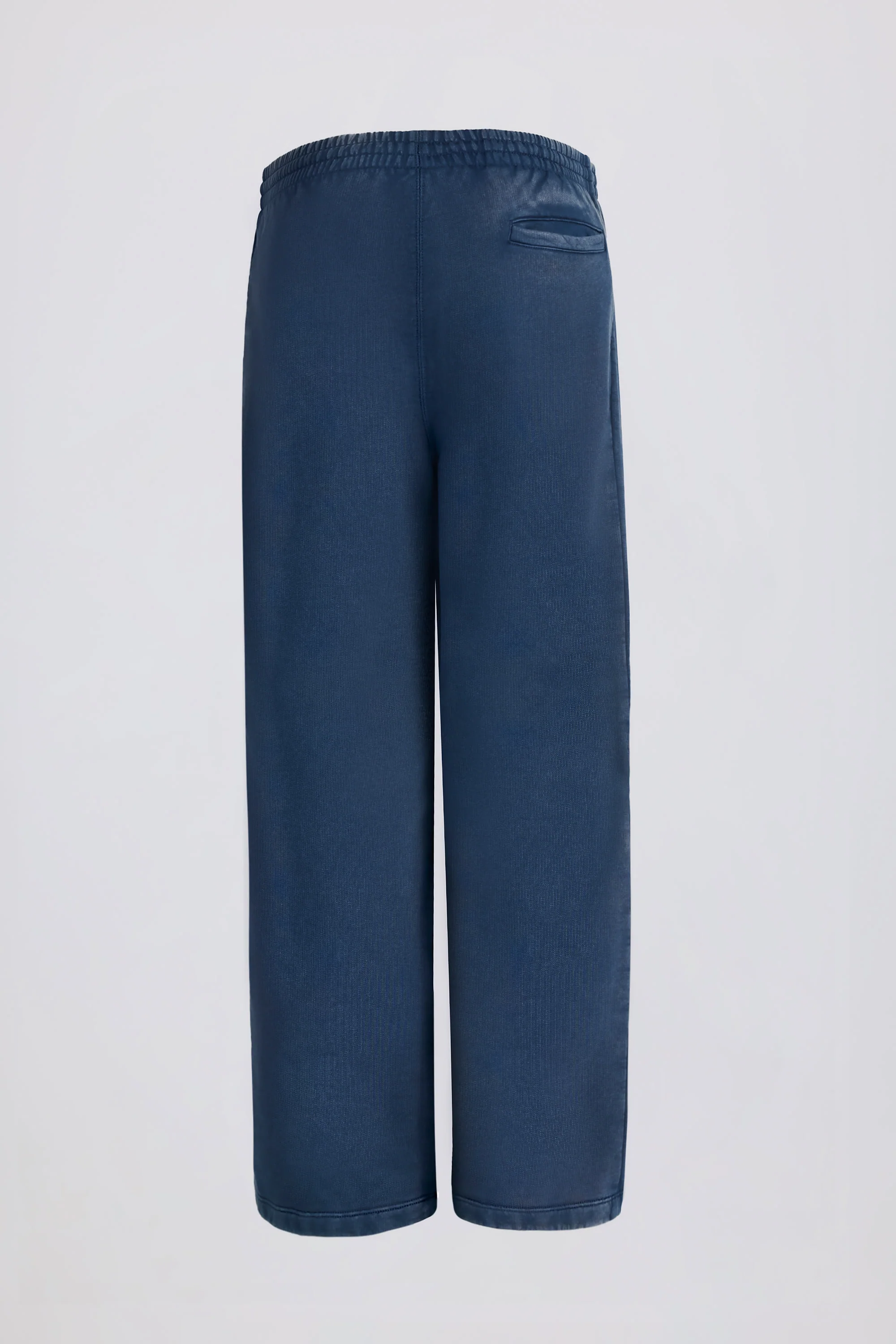 Cotton Jersey Acid Wash Mid-Rise Wide-Leg Joggers in Blue
