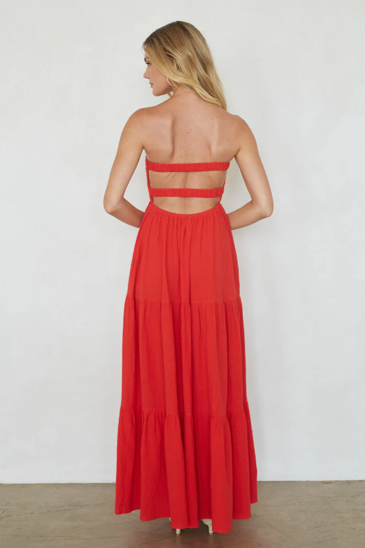 Della Twist Linen Maxi Dress