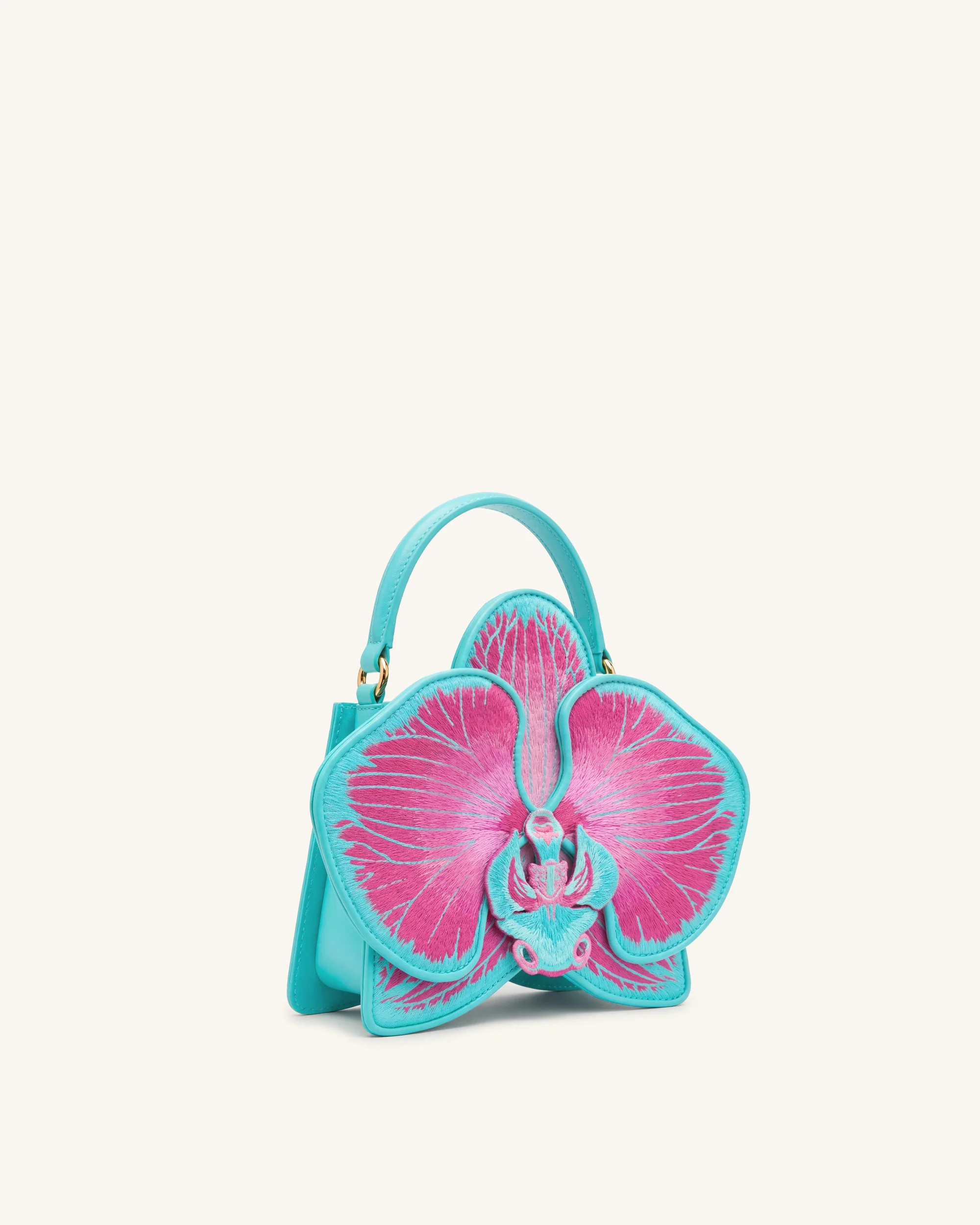 Flora Orchid Shaped Top Handle Bag - Pink Blue