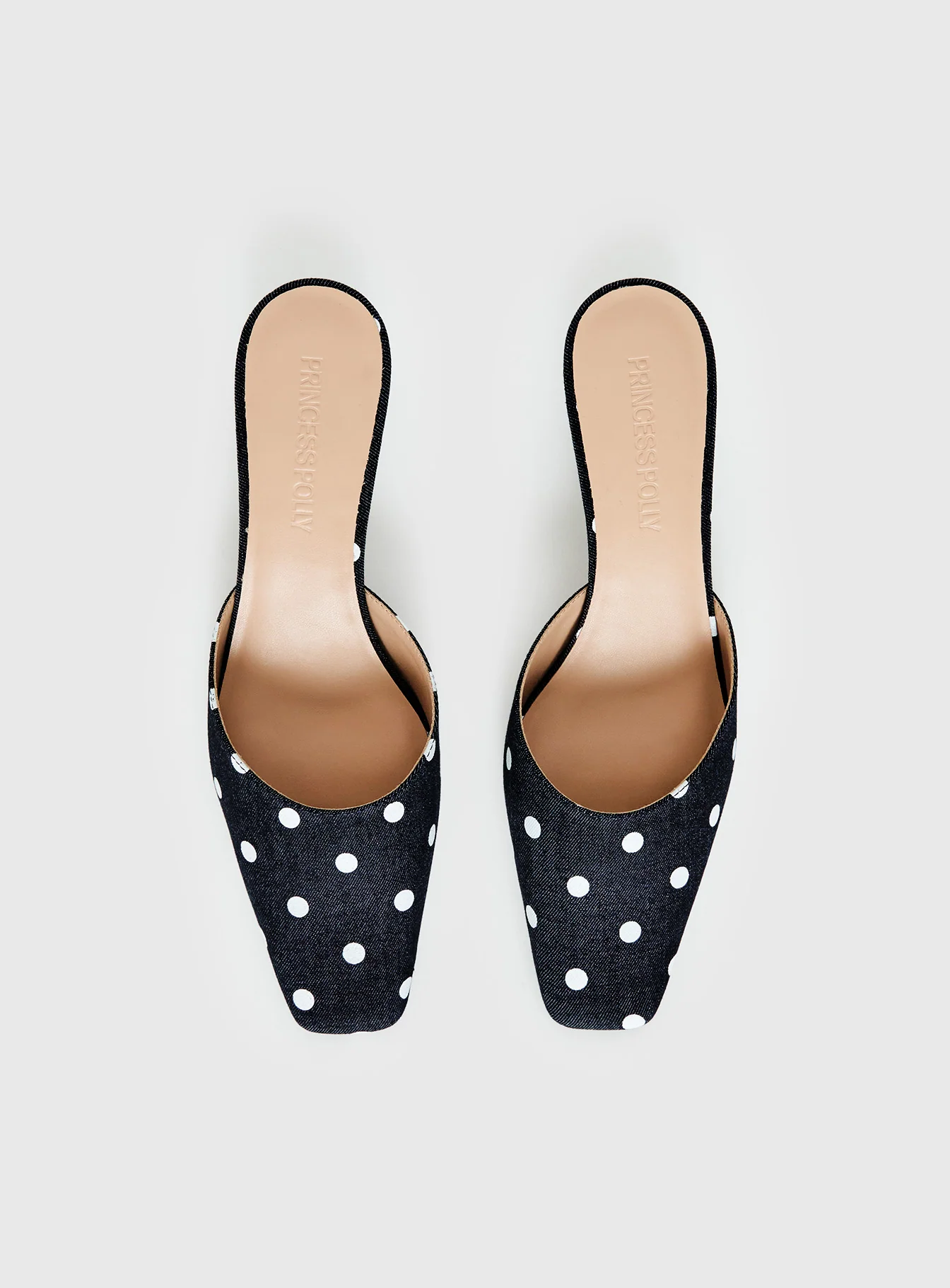 Kaelina Kitten Heels Denim Polka