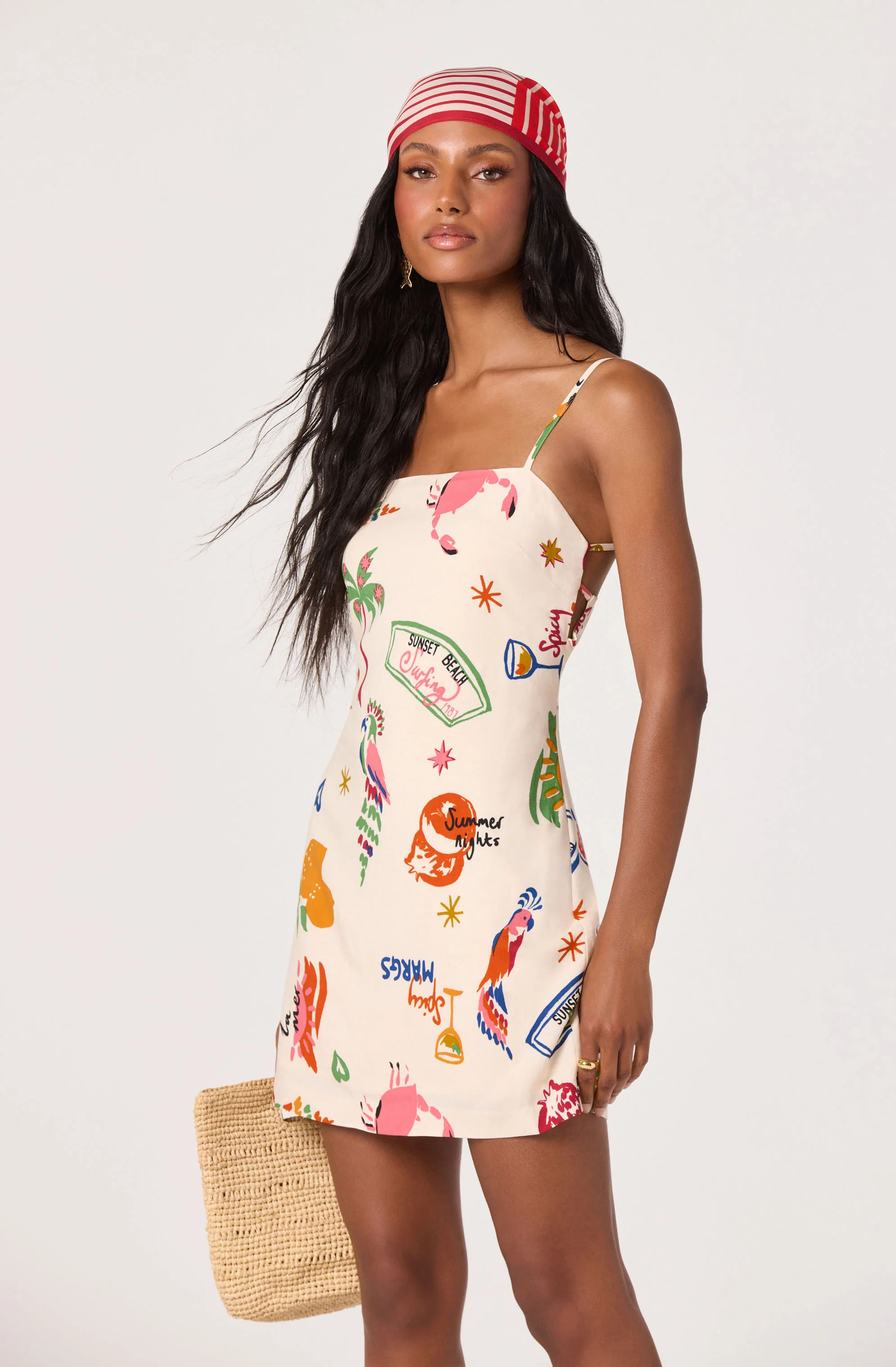 Valencia Novelty Print Open Back Mini Dress