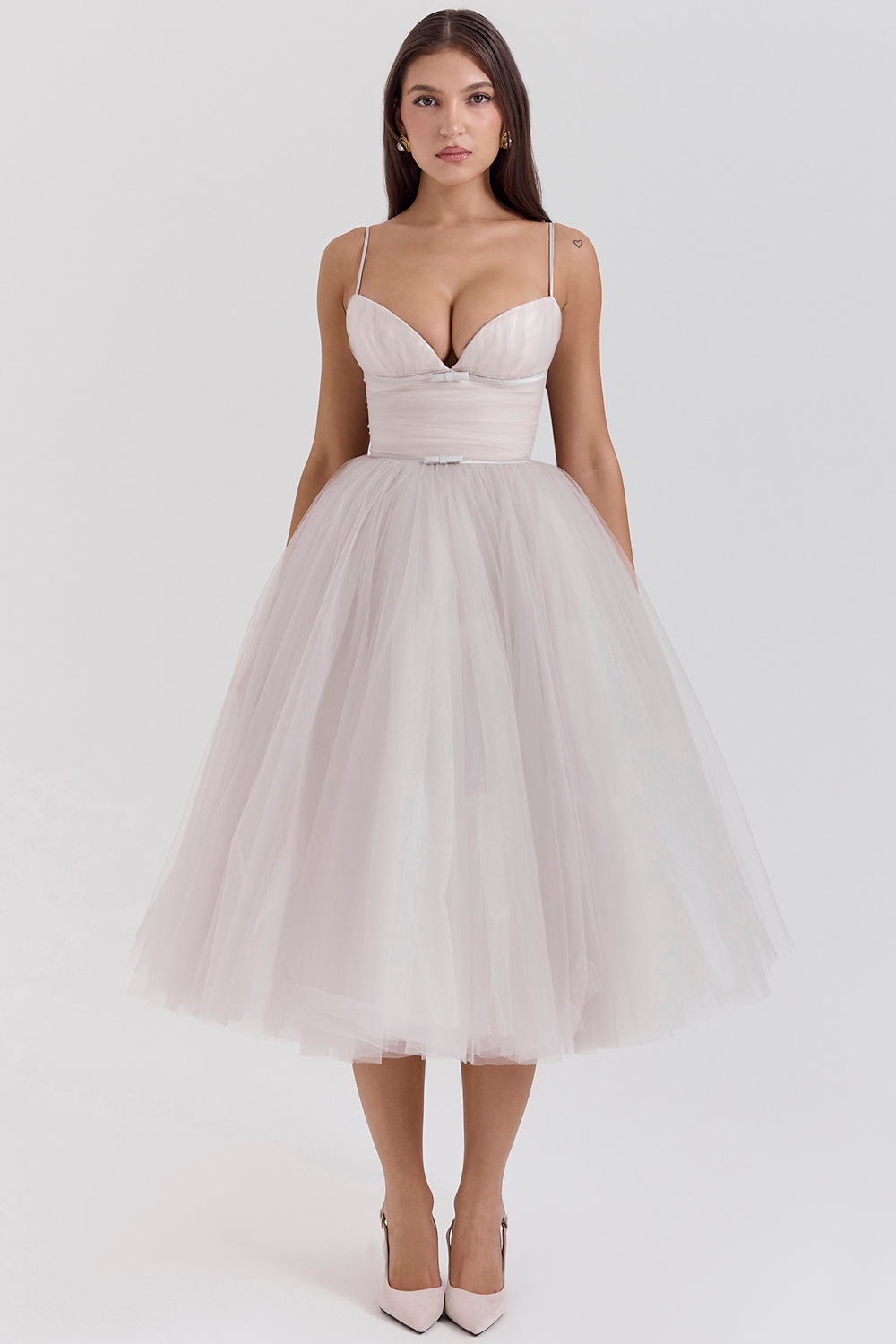 french dove tulle midi dress - sale