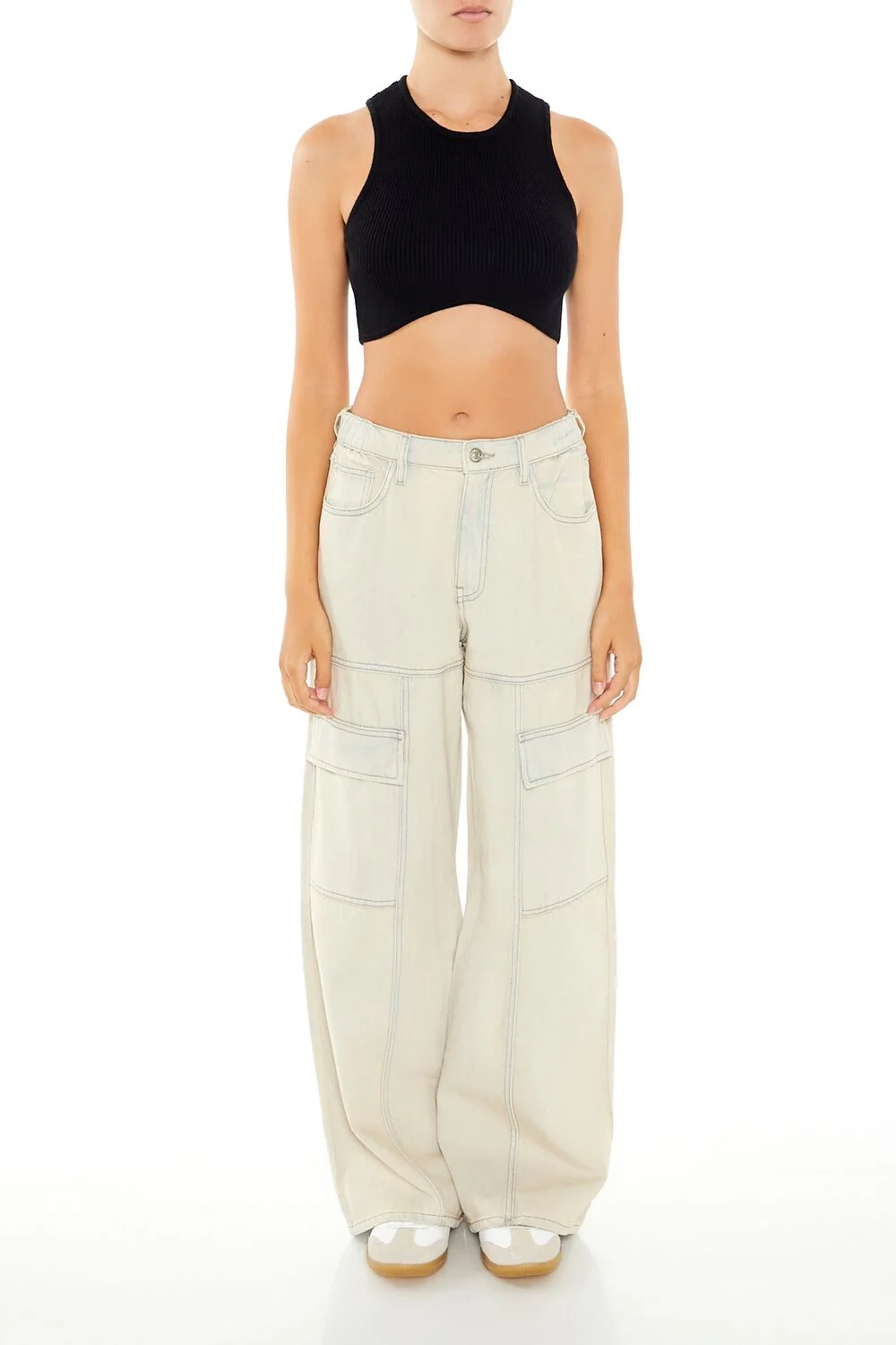 Sweater-Knit Curve-Hem Crop Top