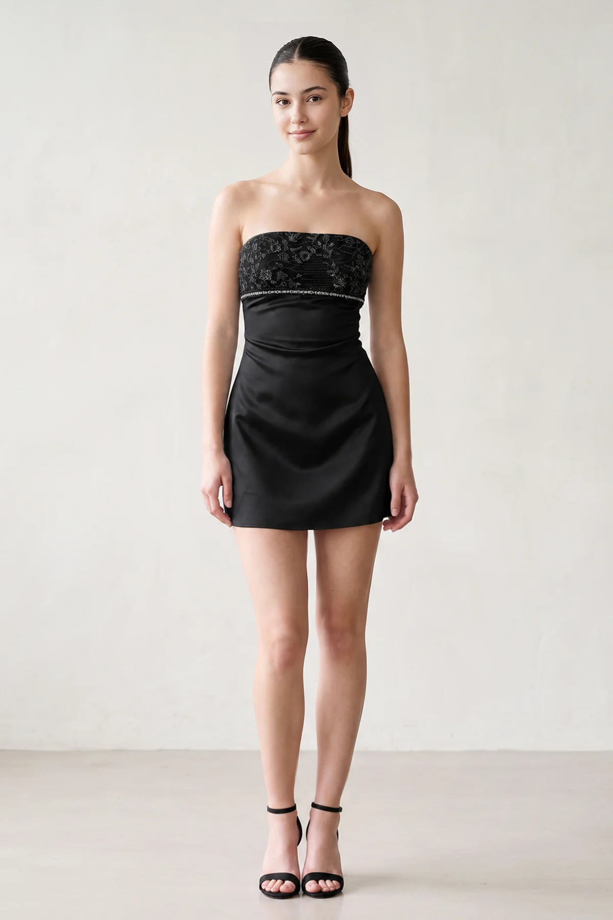 Aqua Strapless Appliqued Satin Sheath Homecoming Dress
