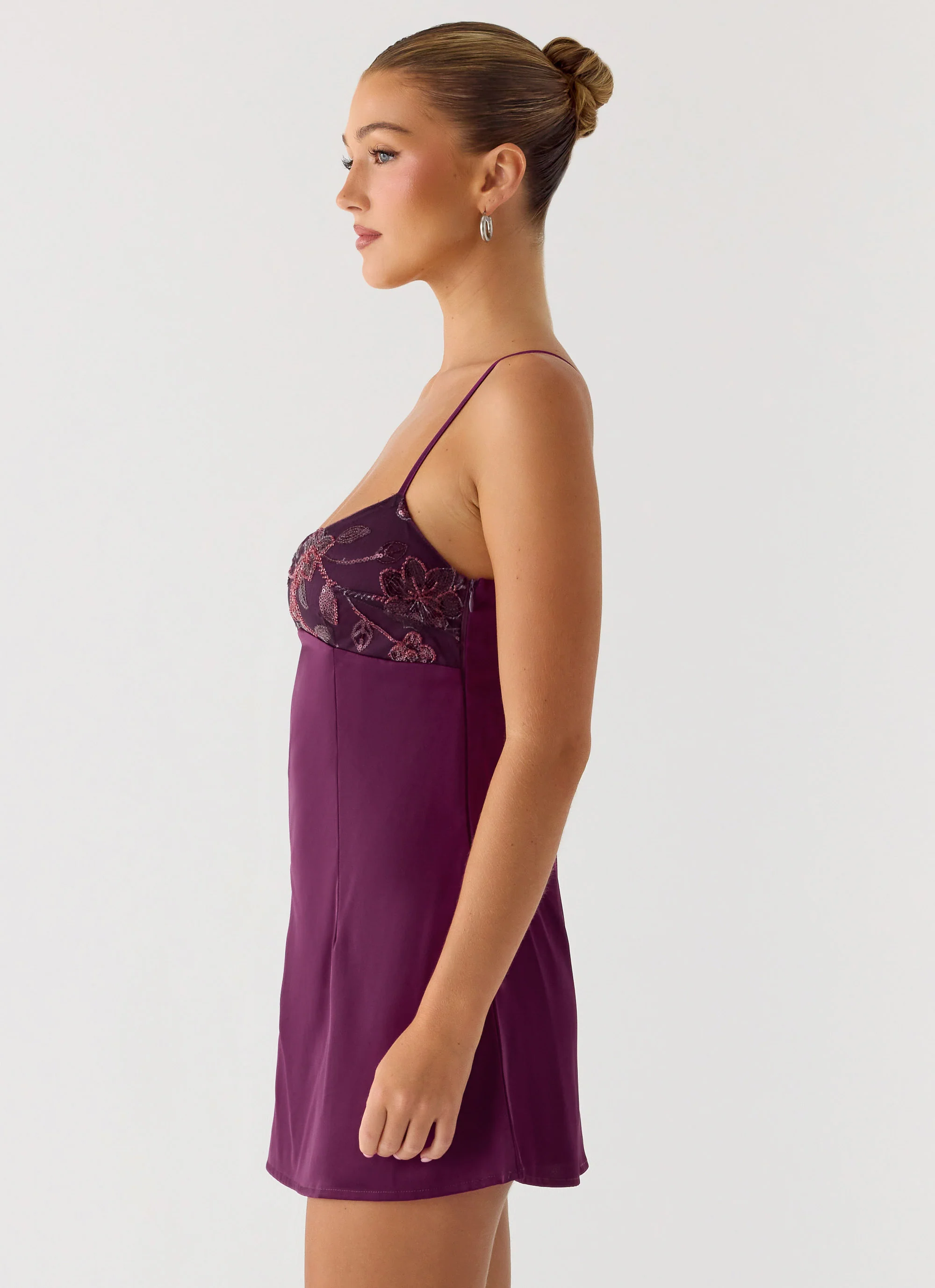 Zion Beaded Micro Mini Dress - Mulberry - luluinthesky