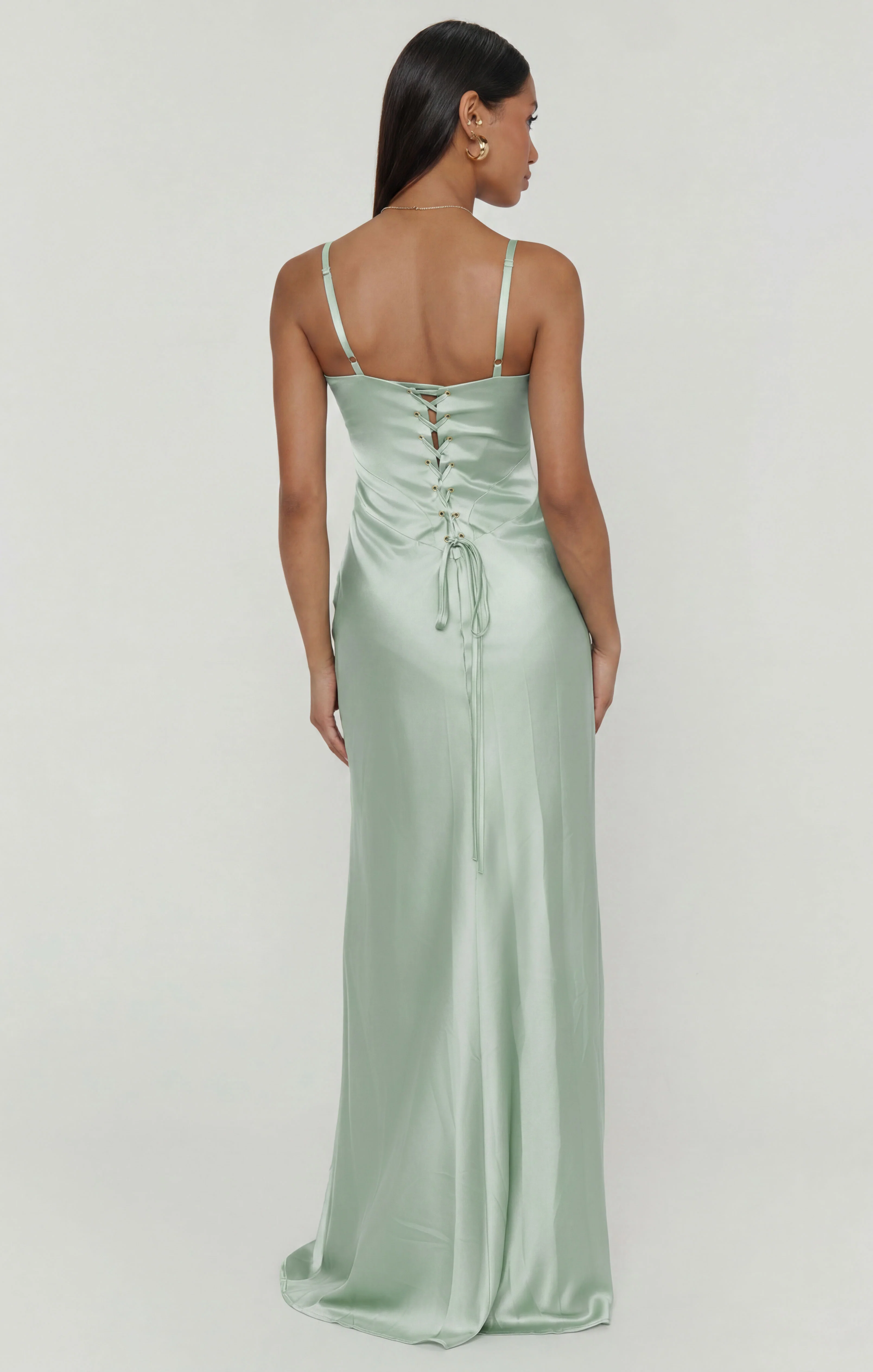 Logan Dress ~ Pistachio Luxe Satin