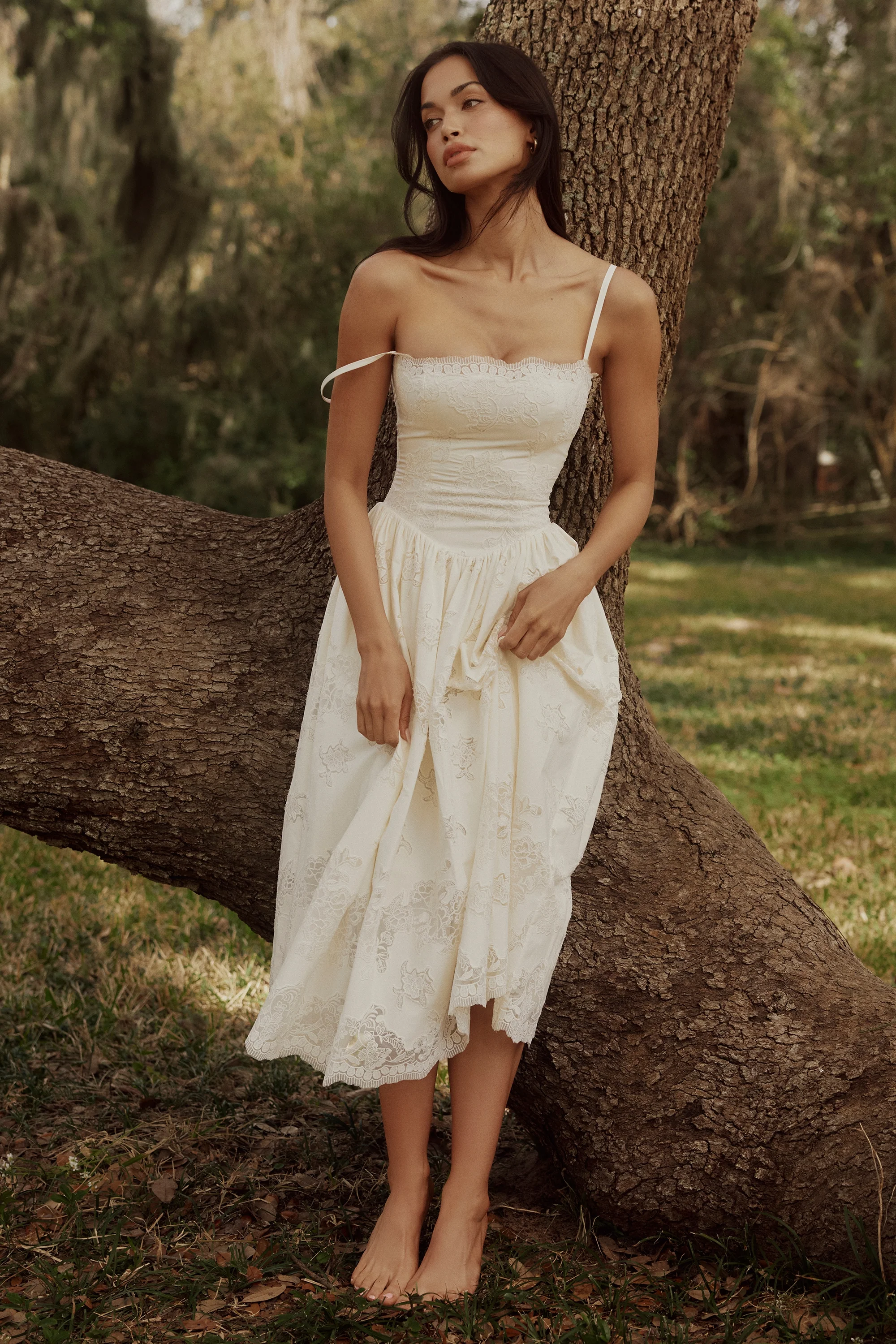 white custom lace + cotton midi sundress - luluinthesky