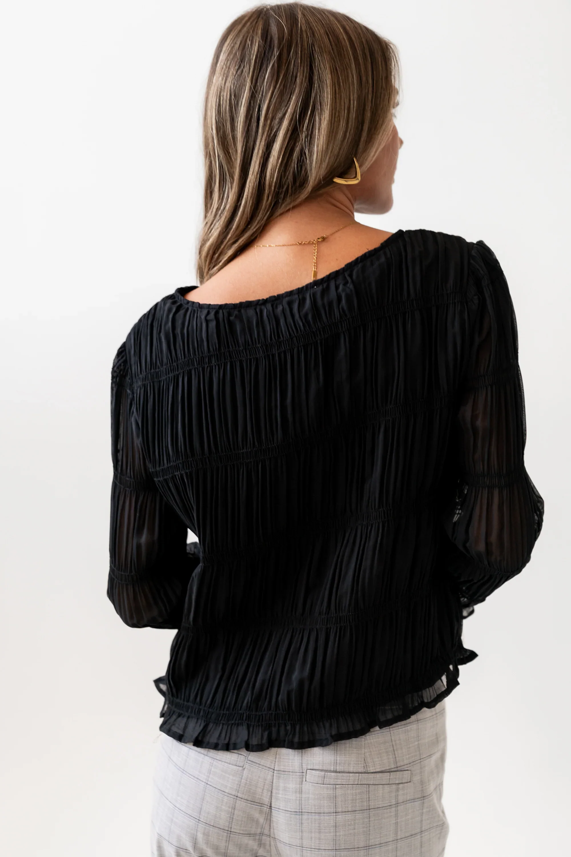 Zuri Smocked Blouse in Black