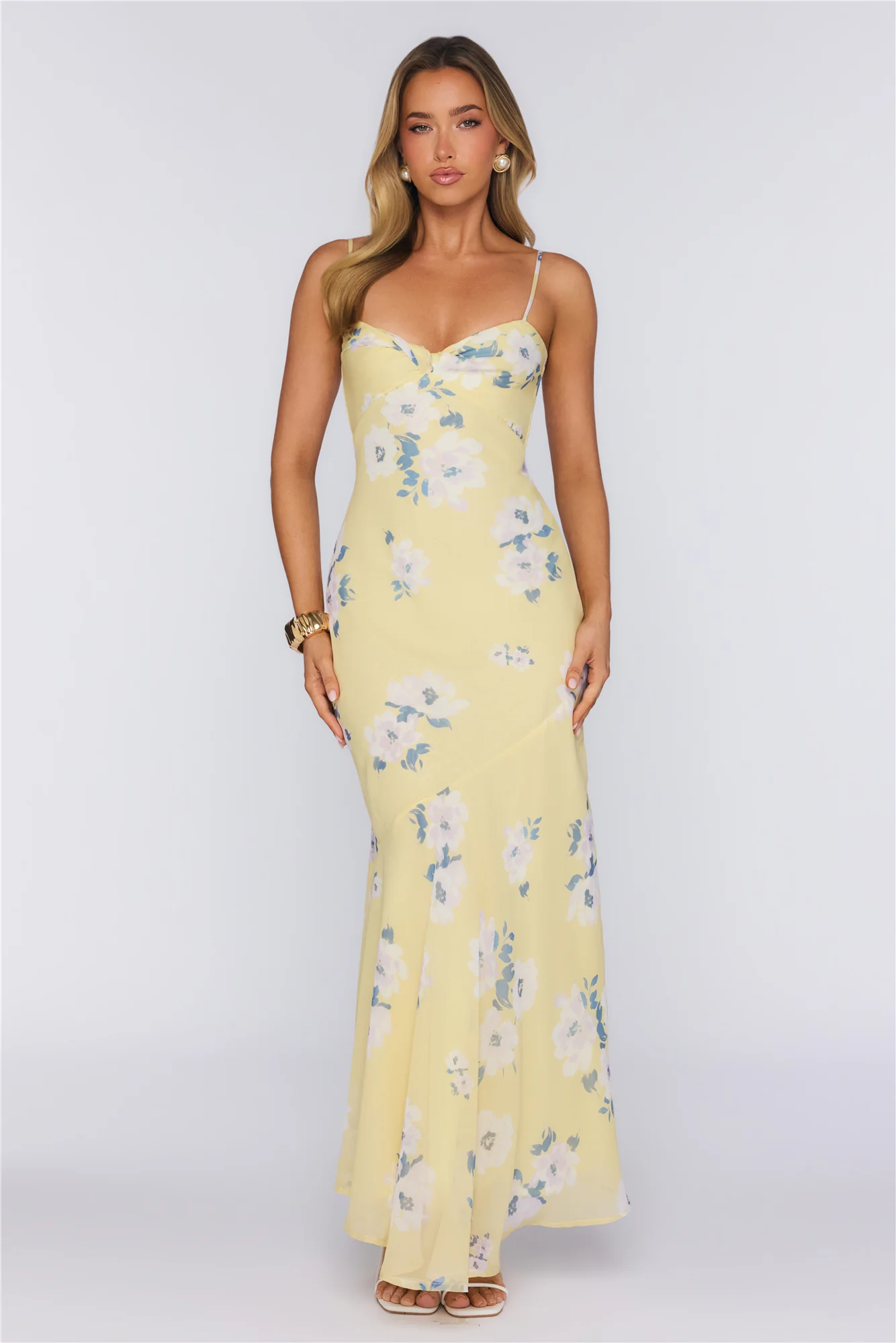 Morning Sun Floral Twist Maxi Dress Yellow
