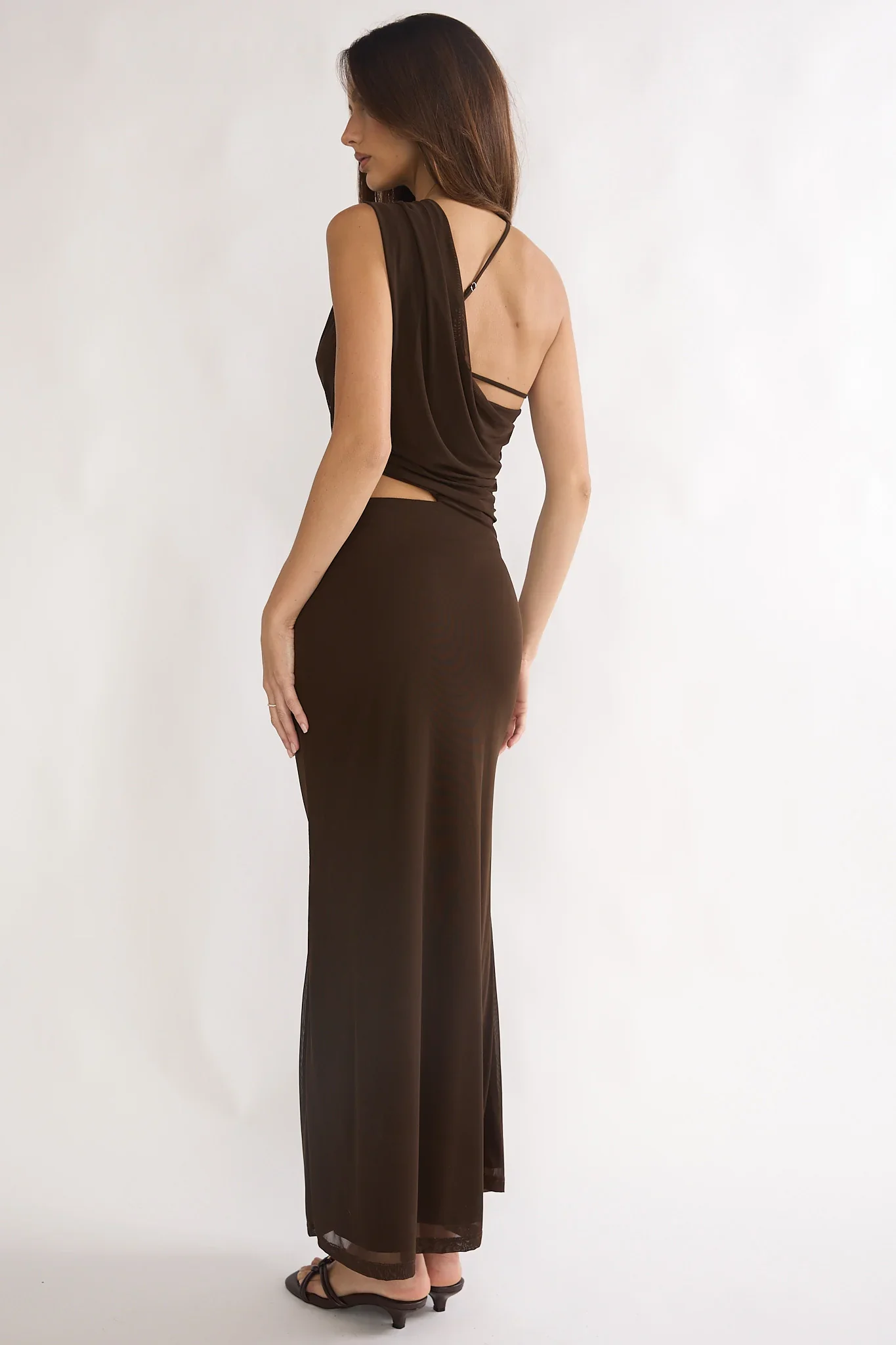 Out Loud Cut-Out Drape Maxi Dress Chocolate