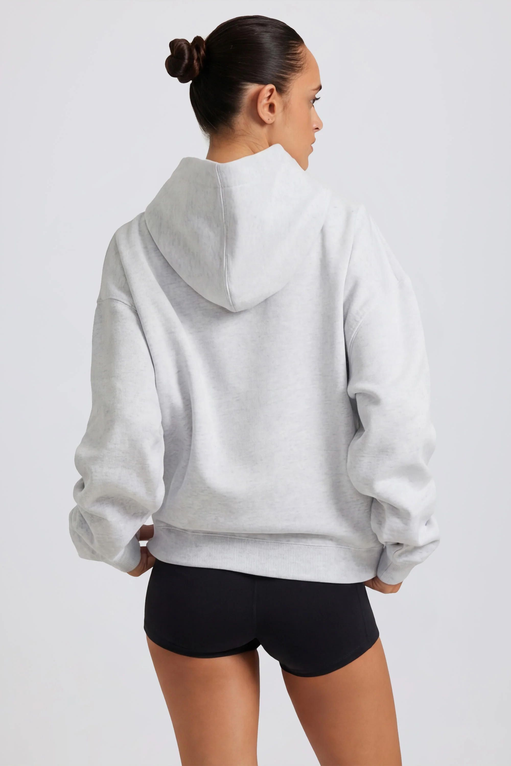 Soft Cotton Jersey Oversized Hoodie in Heather Grey
