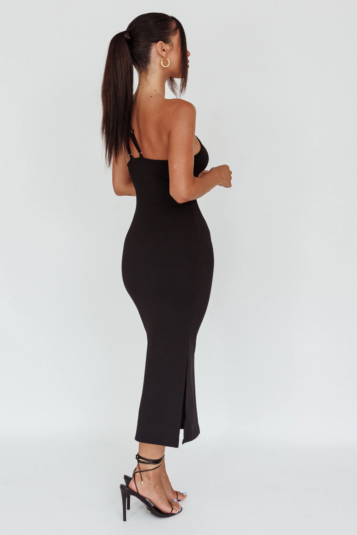 Planets Align Double Strap Midi Dress Black