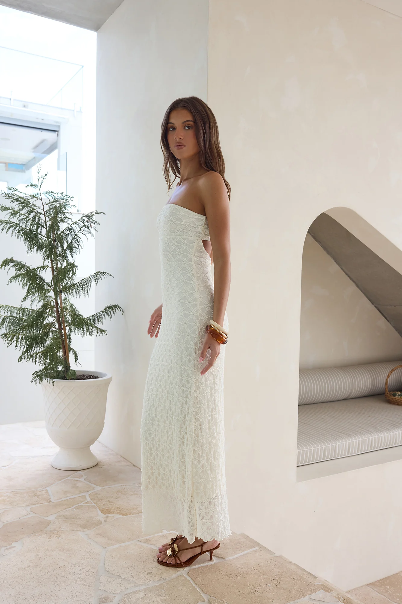 Goddess Blessings Strapless Maxi Dress Cream