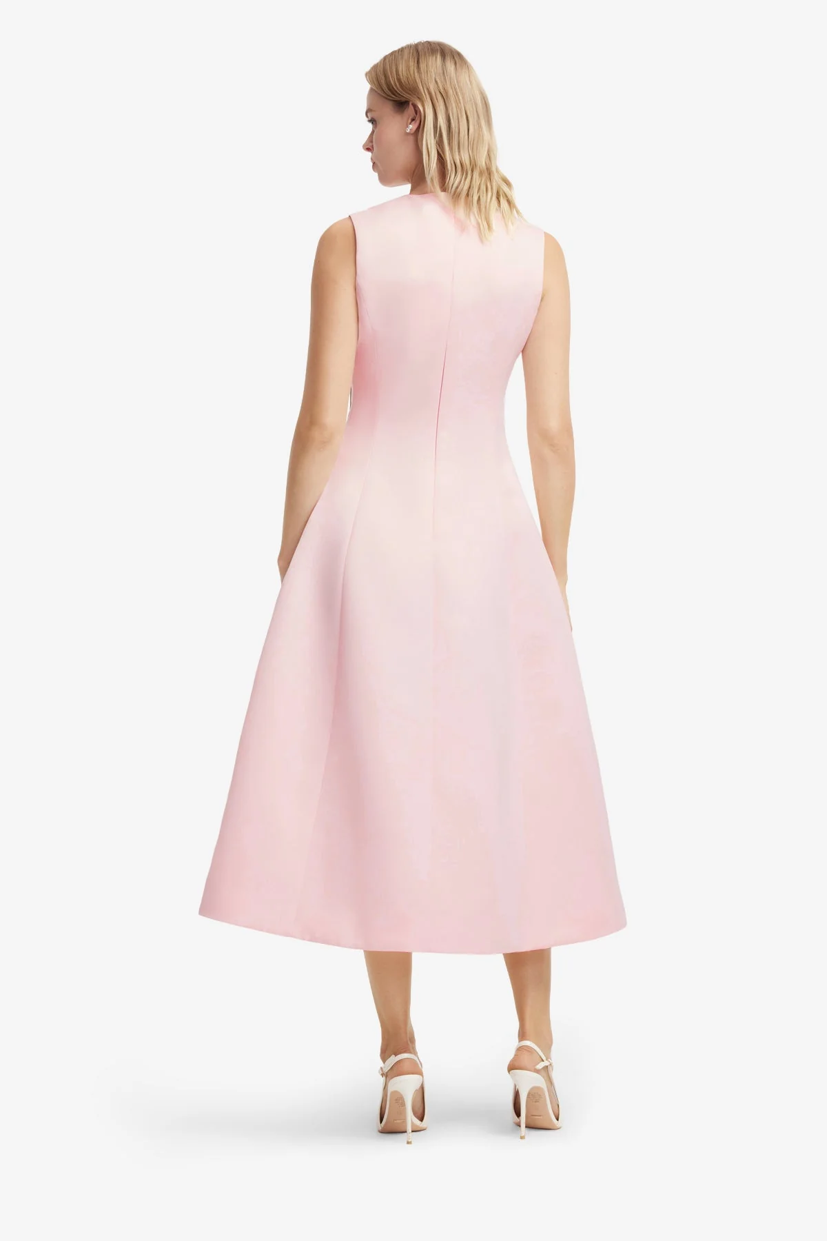 Cleo Appliqué Sleeveless Midi Dress - Vine Print in Pink