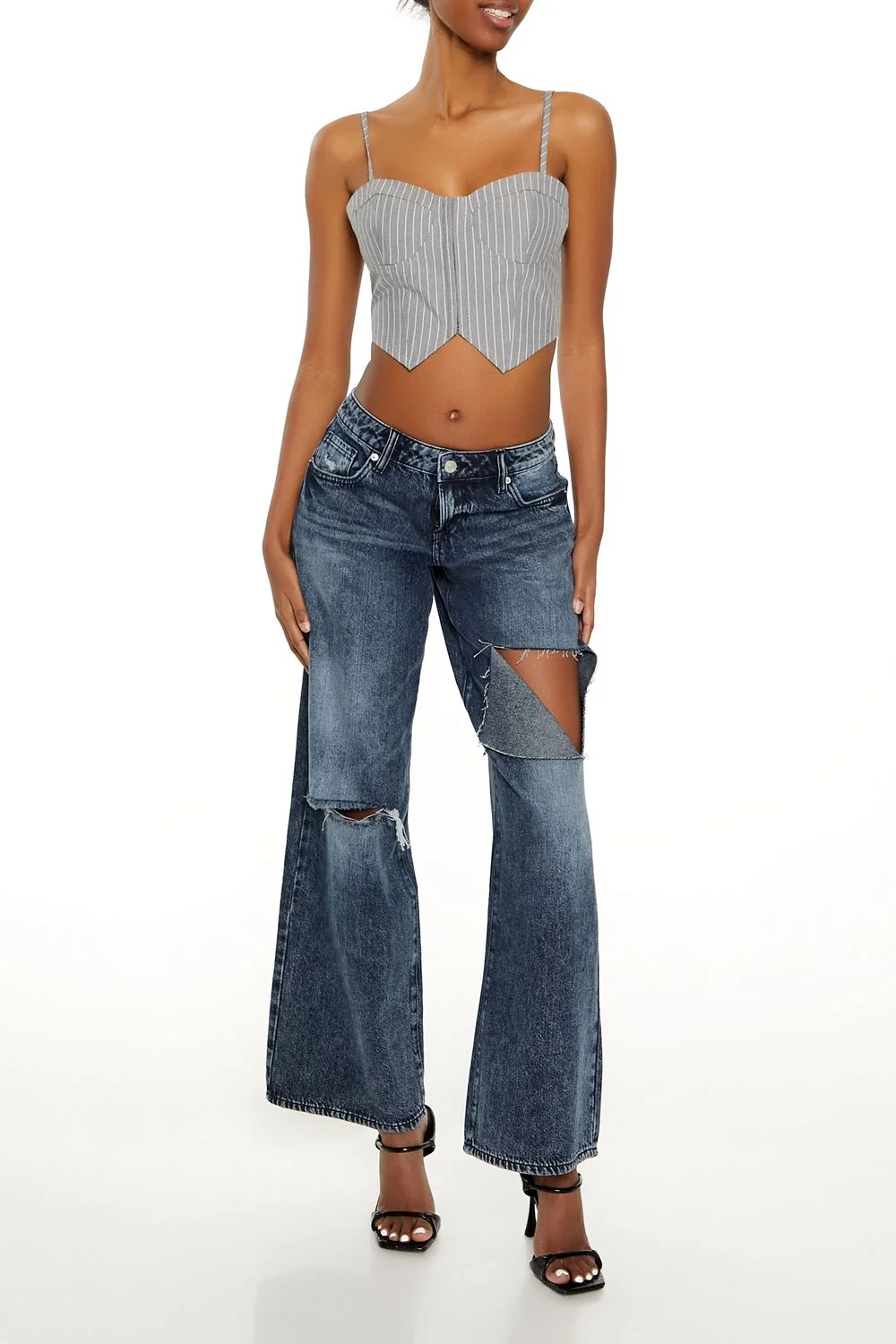 Pinstriped Cropped Cami