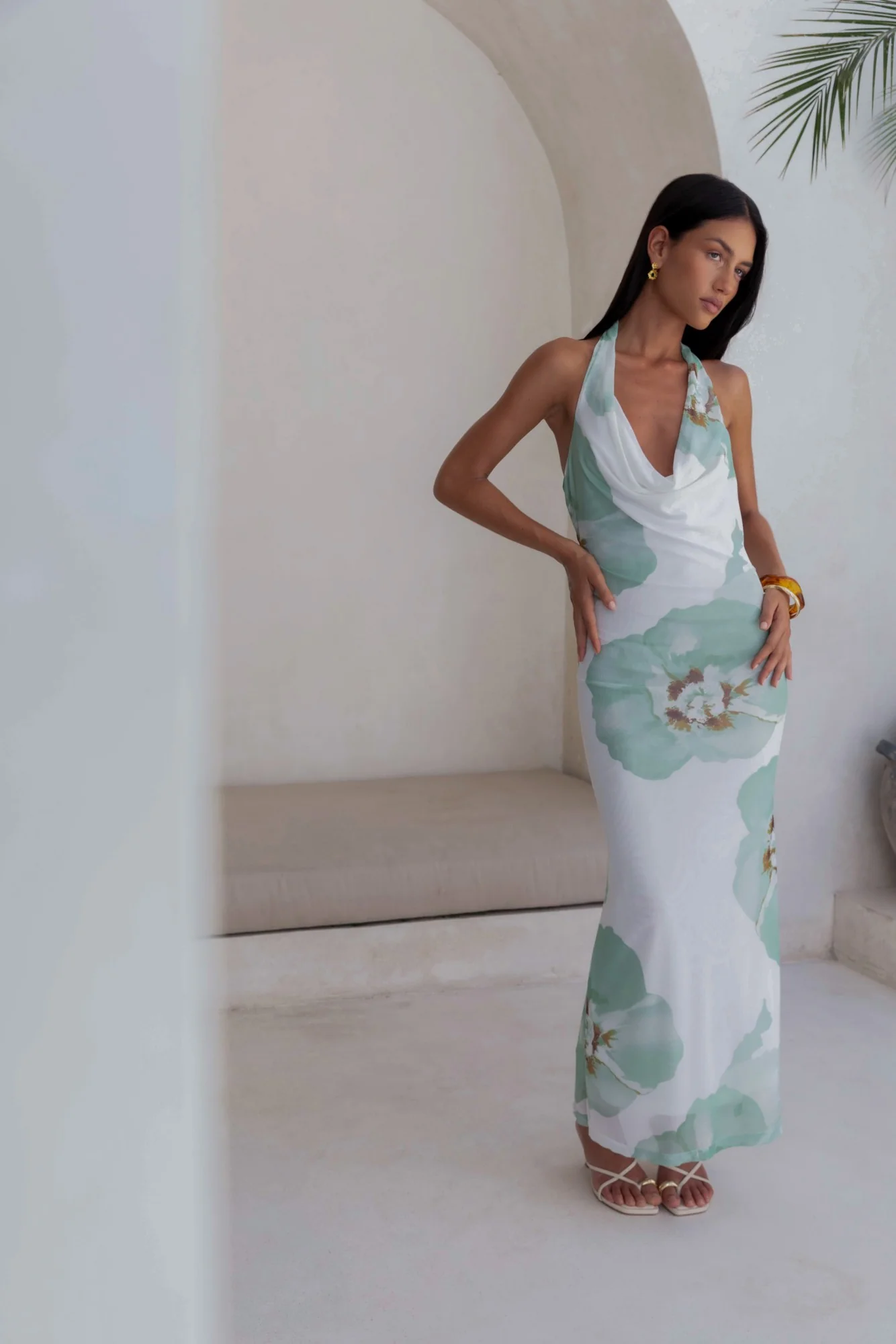 Seasons Pass Mesh Halter Maxi Dress White