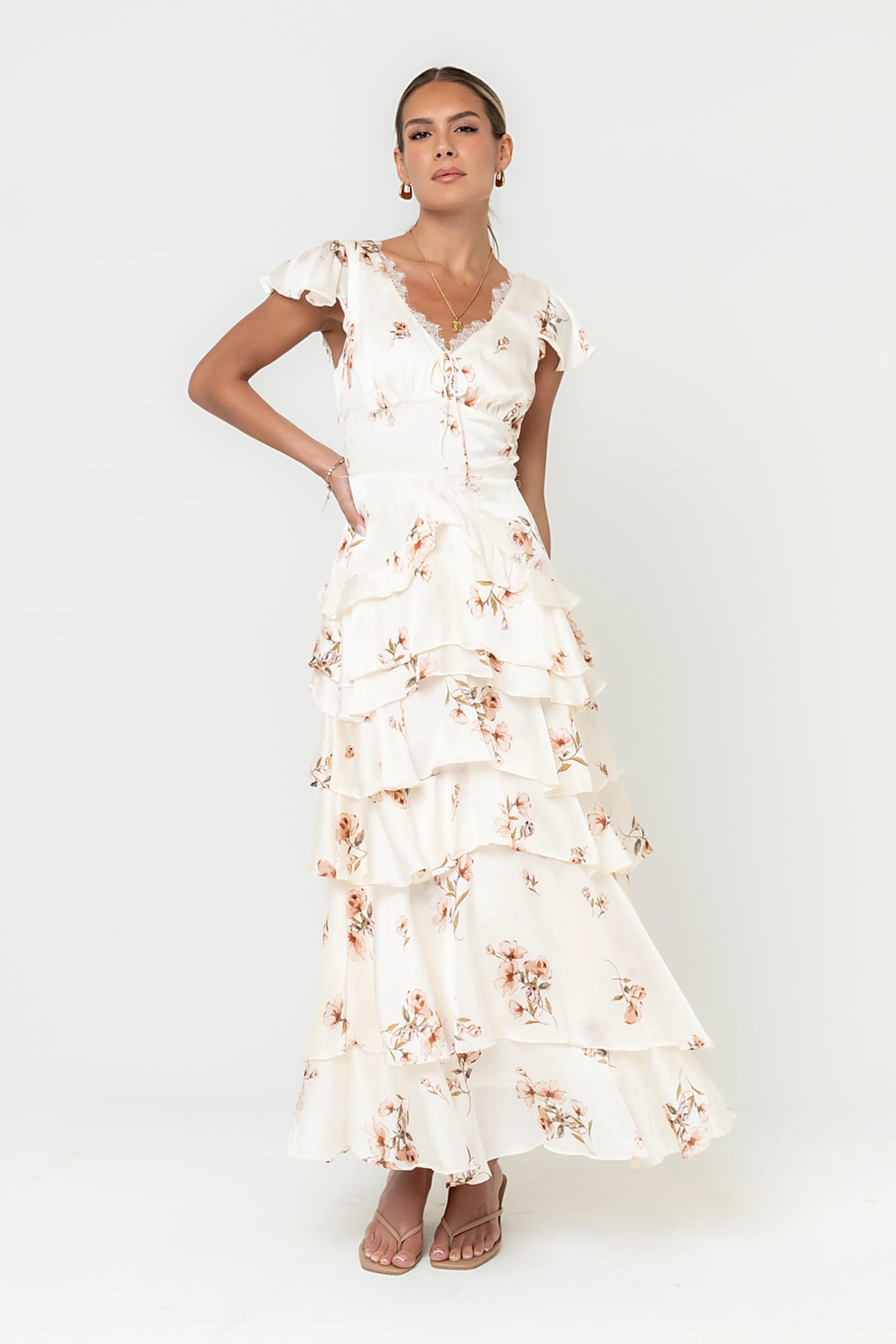 Gigi Ruffle Maxi Dress in Ivory