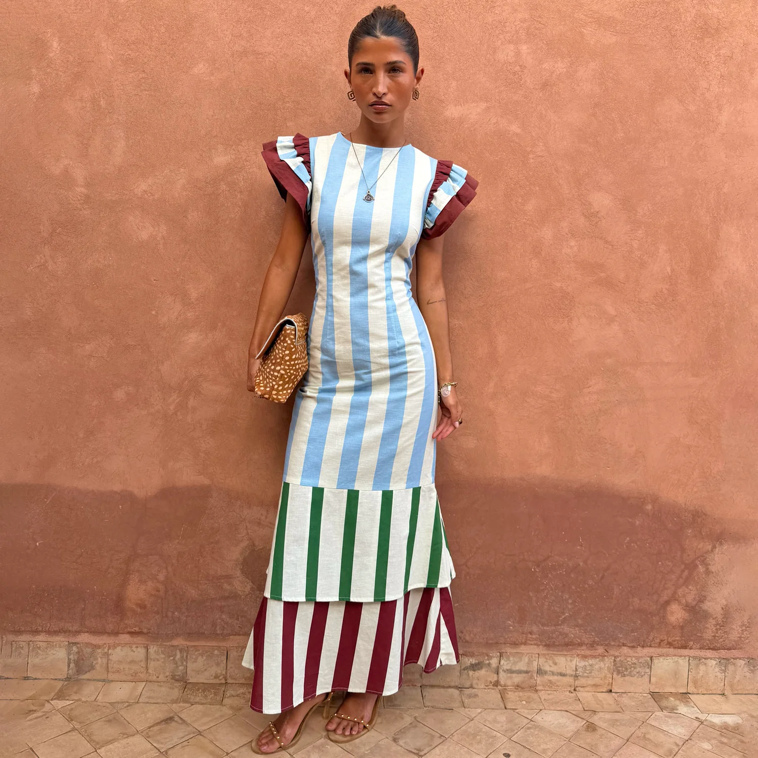 Blue Stripe Alena Midi Dress
