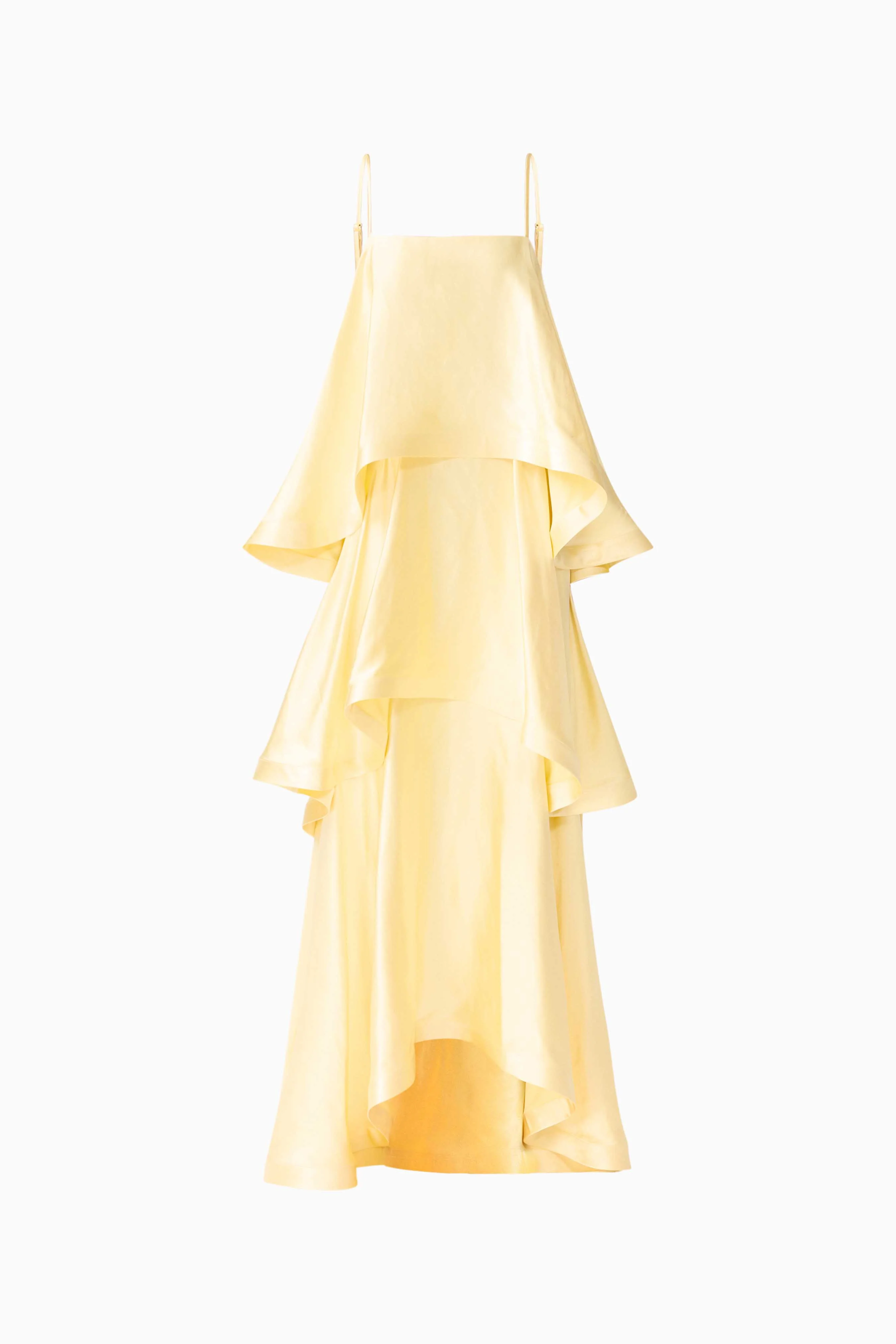 Tilly Tiered Maxi Dress in Butter Yellow