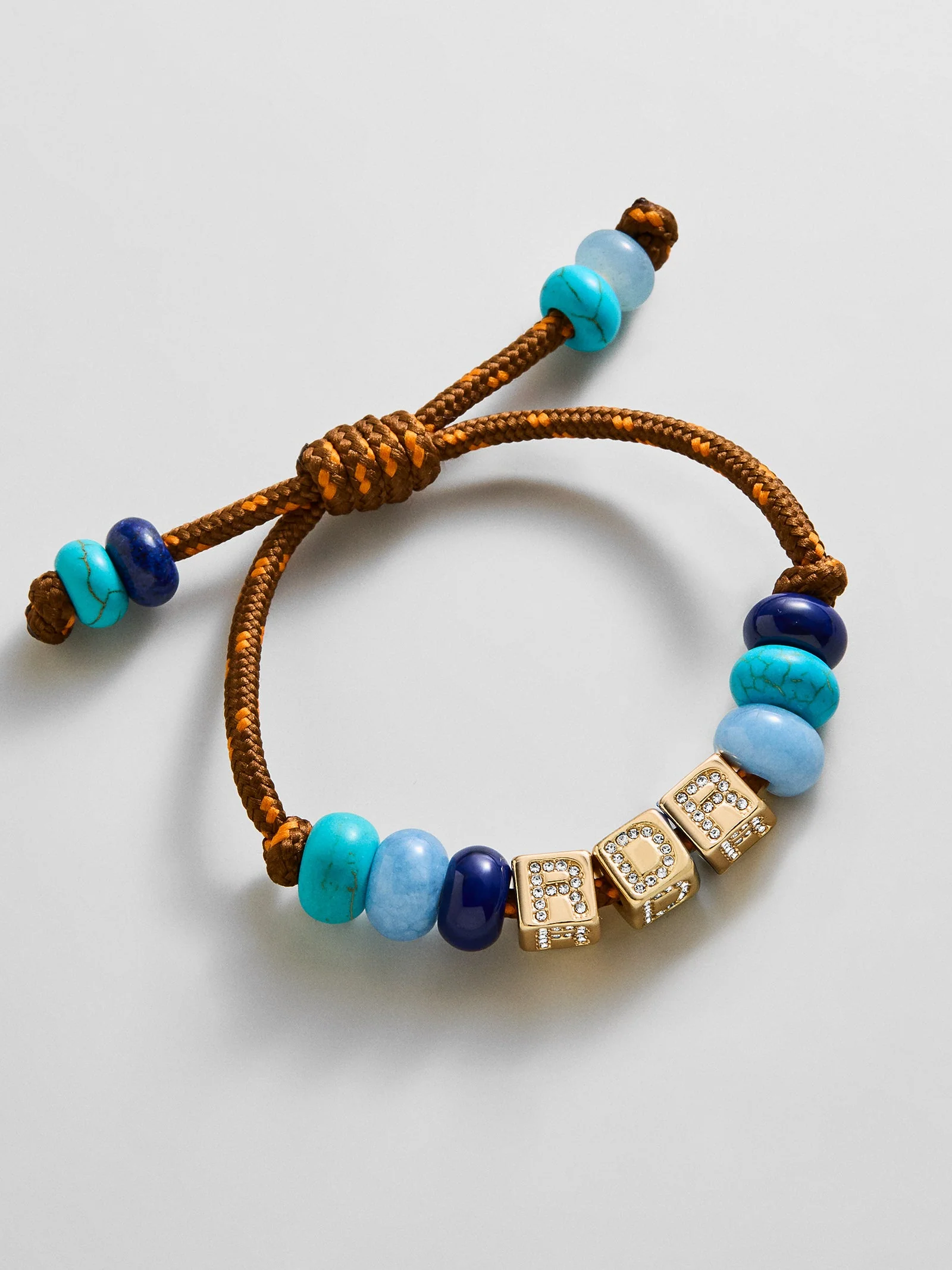 Custom Block Letter Semi-Precious Paracord Bracelet - Brown