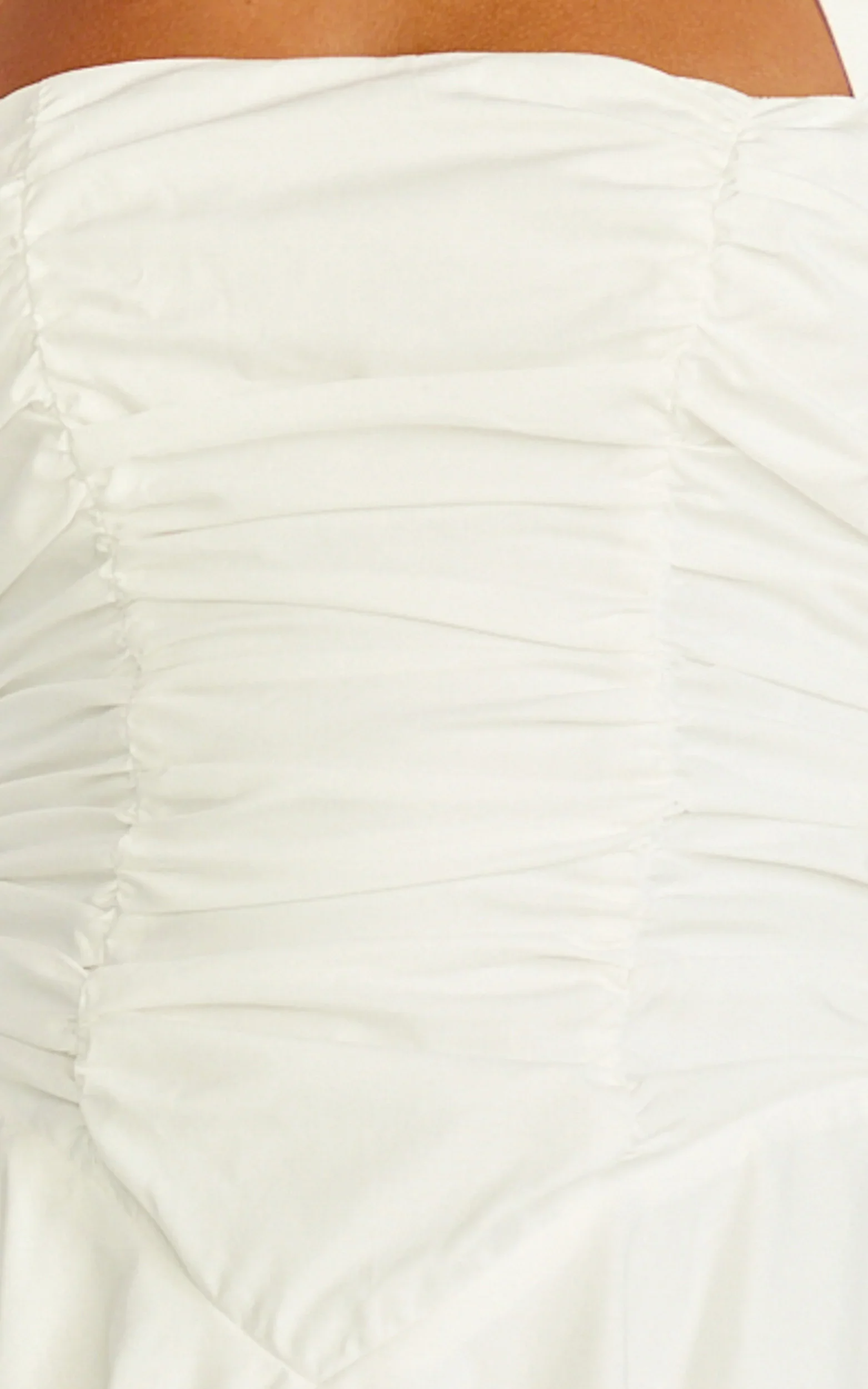 Anya Mini Dress - Halter Neck Gathered Top Drop Waist Fit And Flare Dress in White