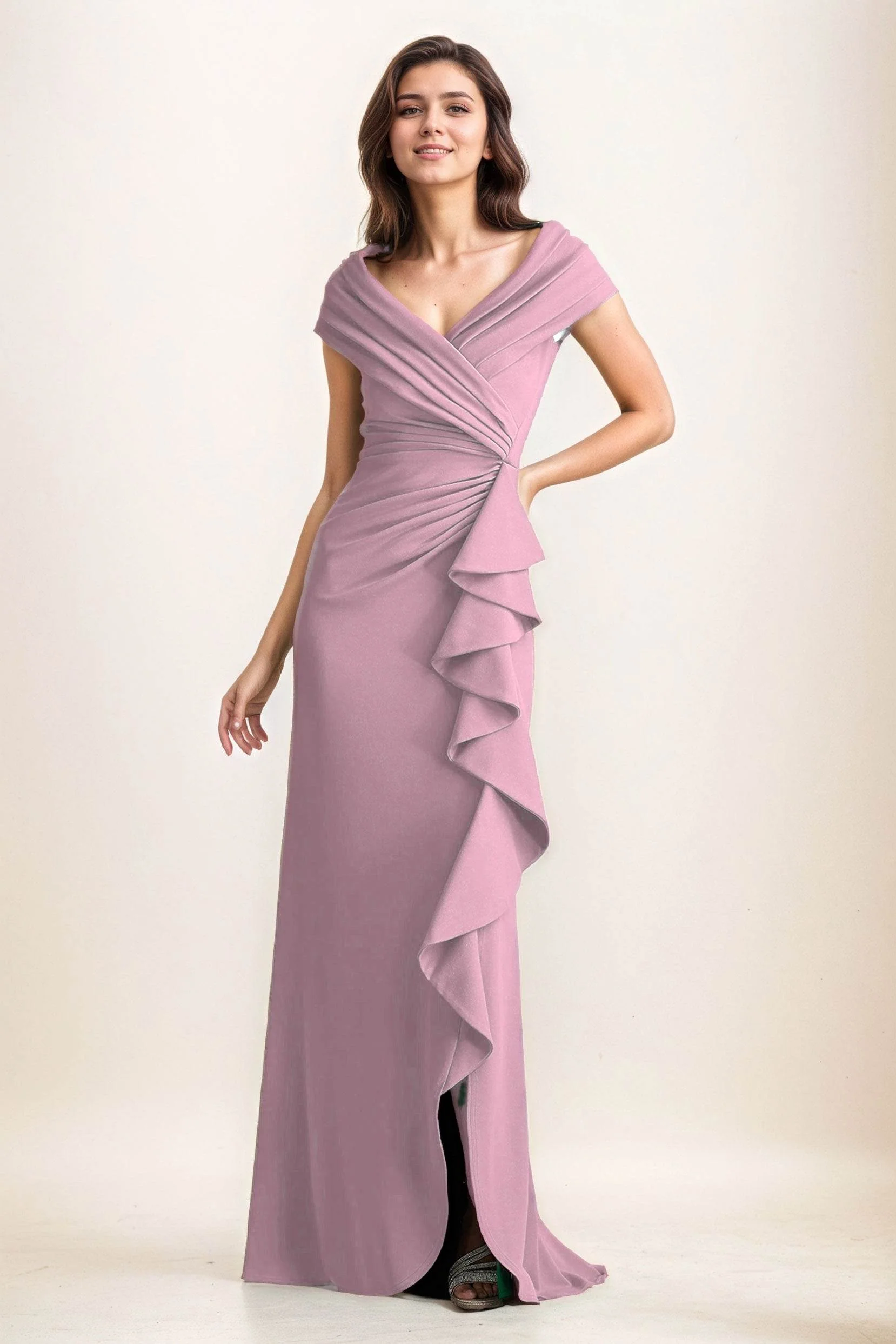 Sheath-Column Maxi Elastic Cloth Wedding Guest Dress CG0280