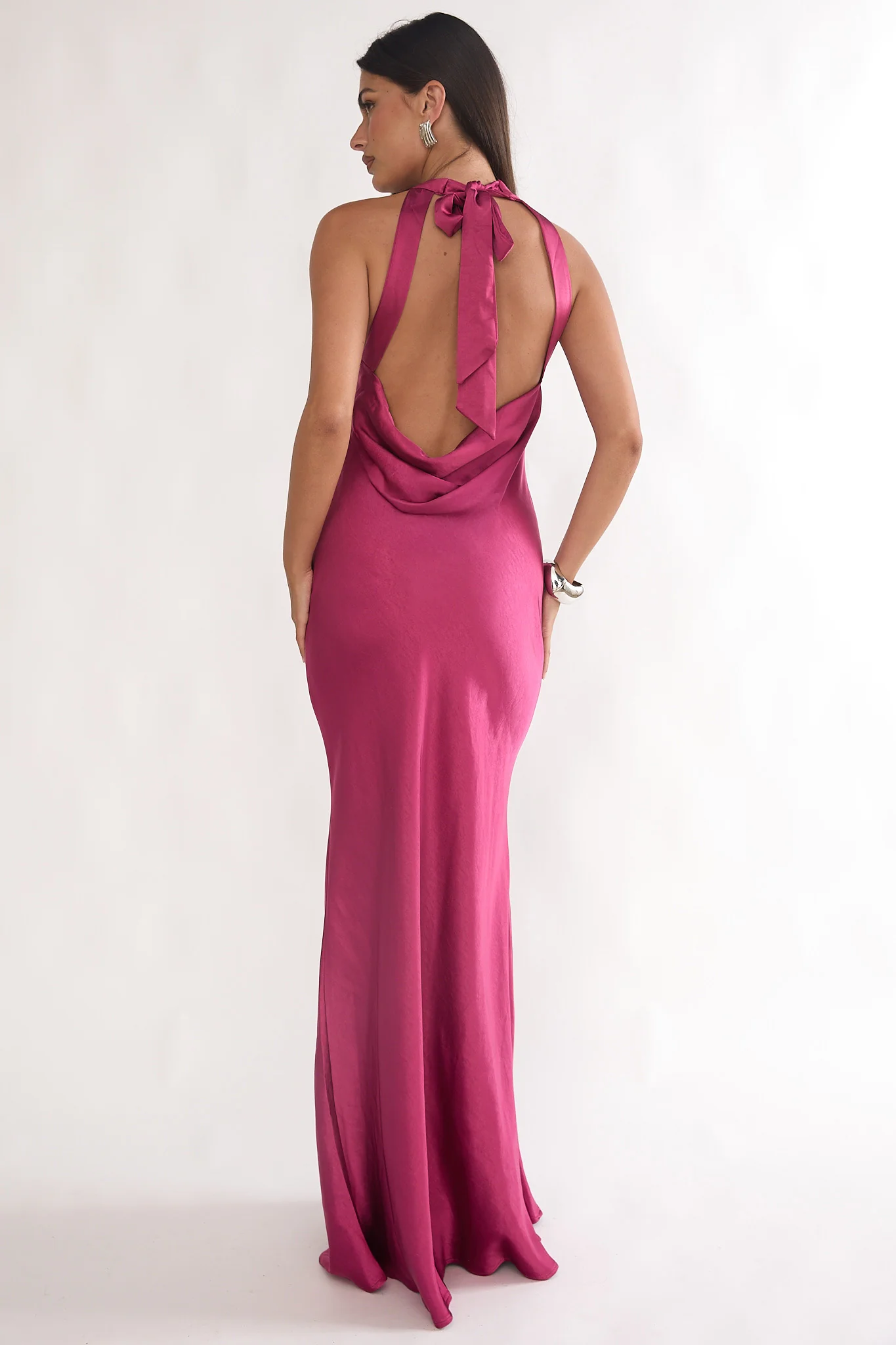 Saphirra Open Cowl Back Maxi Dress Berry - luluinthesky