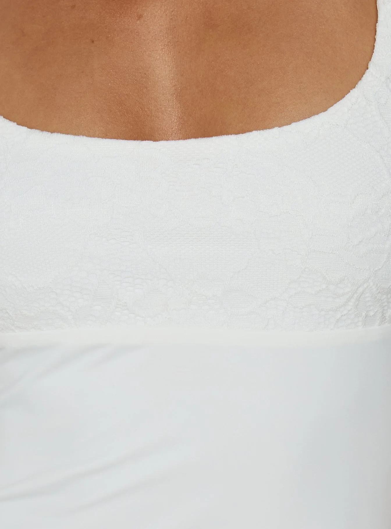 Zenaide Lace Detail Halter Tank Top White
