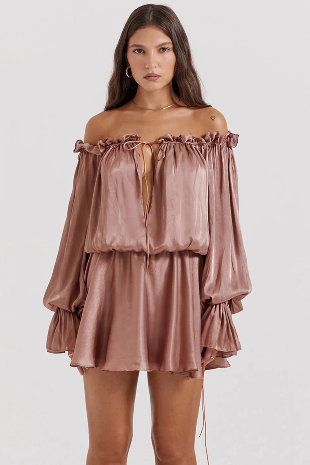 Hazelnut Off Shoulder Dress
