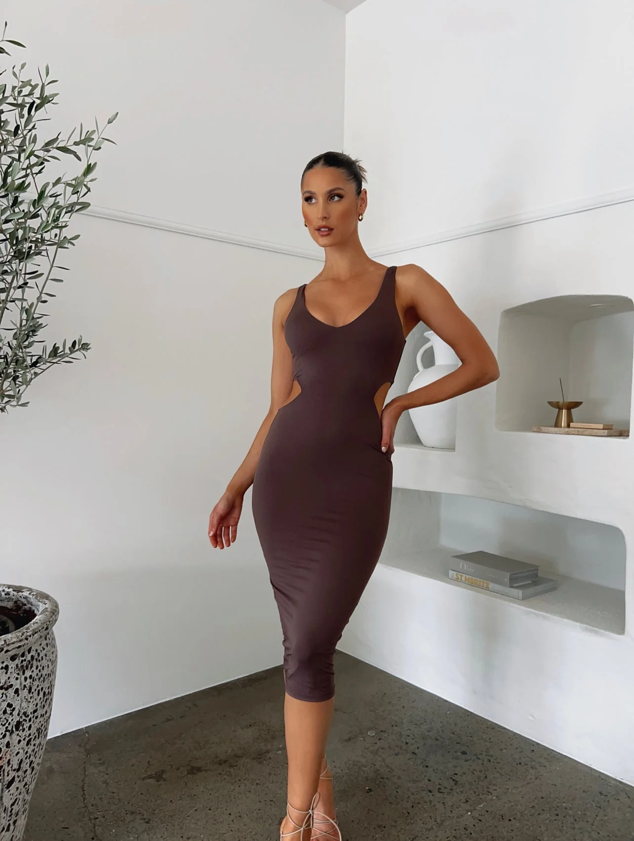 Poppy Midi Dress Mocha - Outcast Exclusives