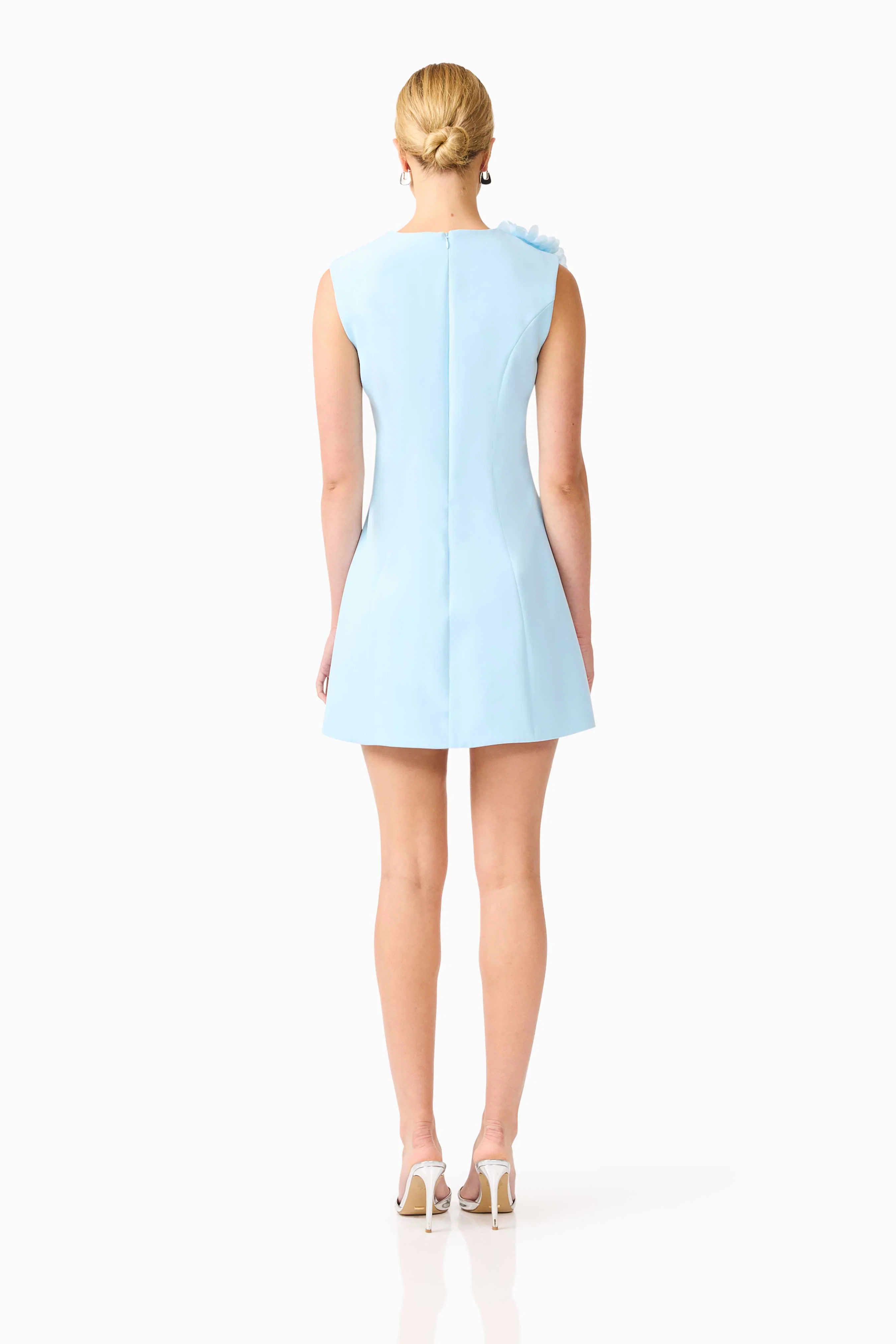 Buttercup Embroidered Mini Dress in Blue