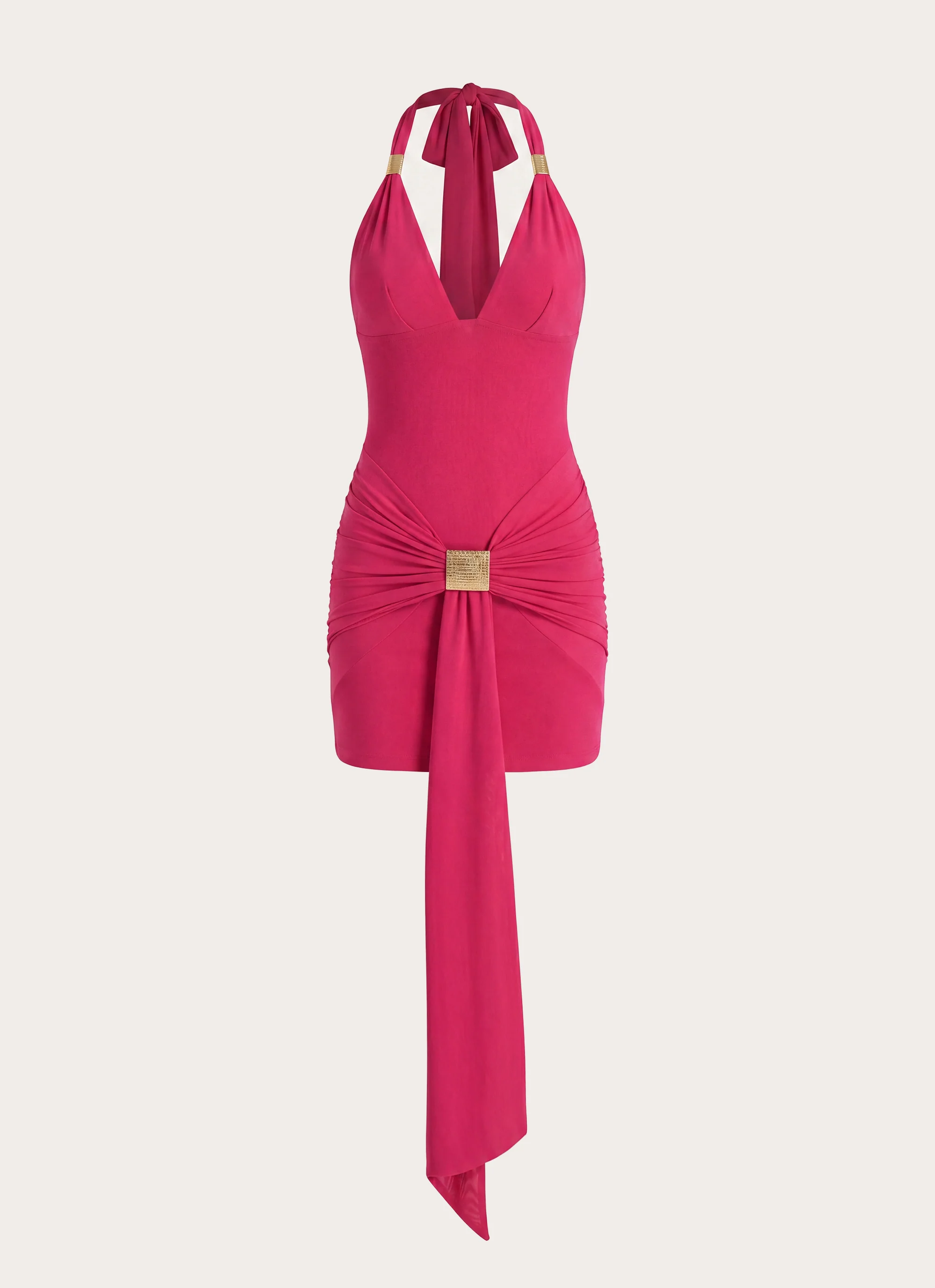 Miyah Halter Hardware Mini Dress - Berry