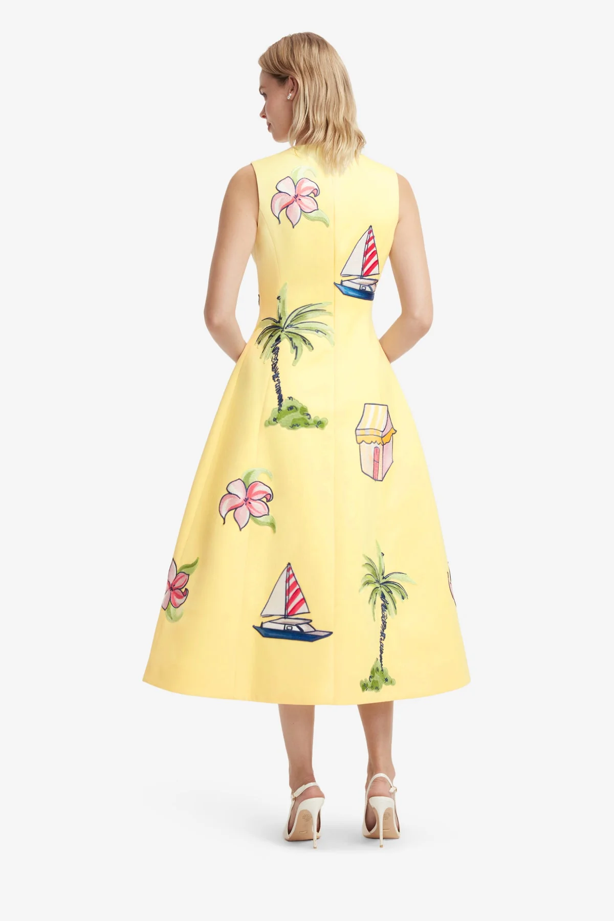 Cleo Embroidered Sleeveless Midi Dress - Havana Print