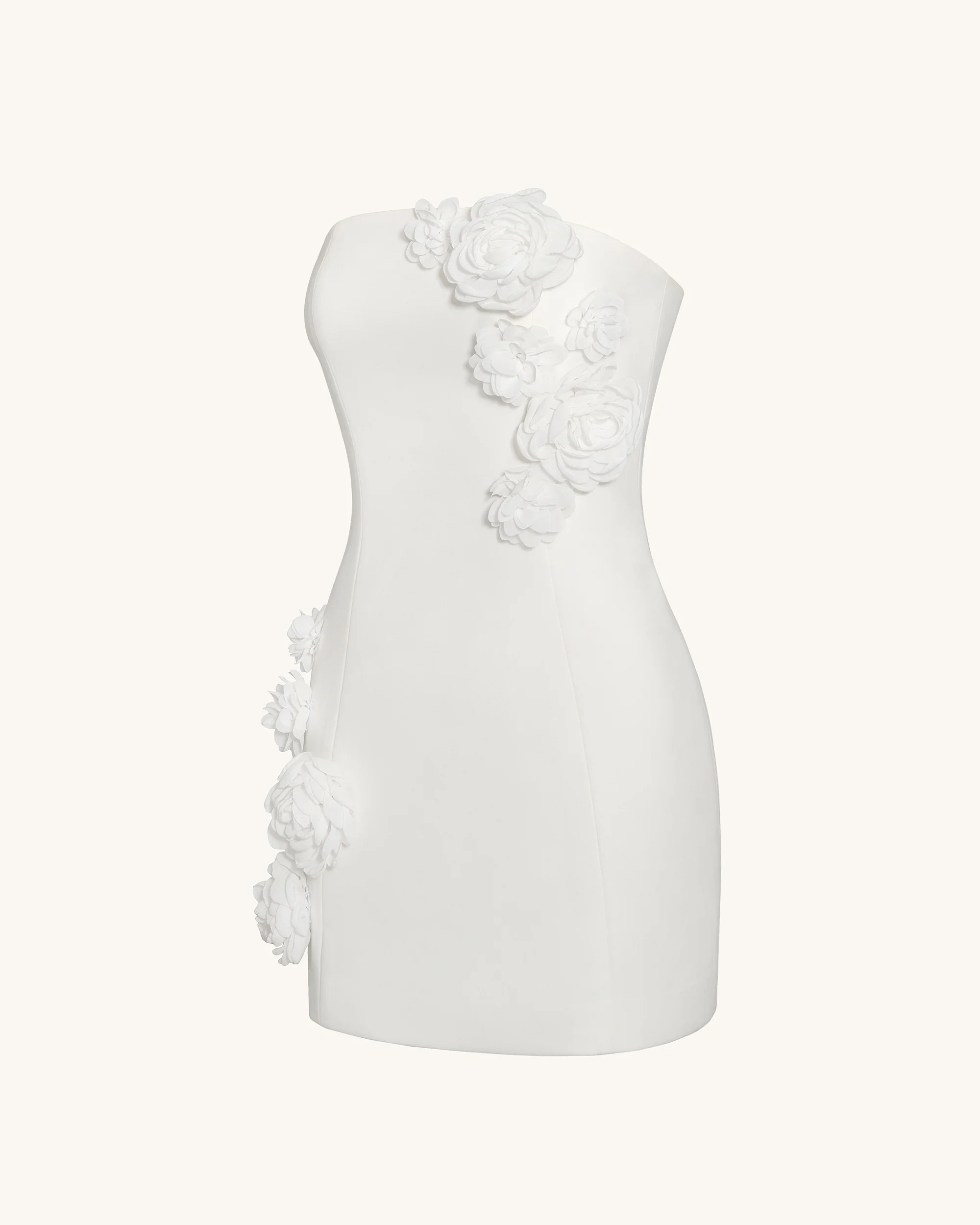 Blossoming Elegance Strapless Dress - White - FASHION NOB