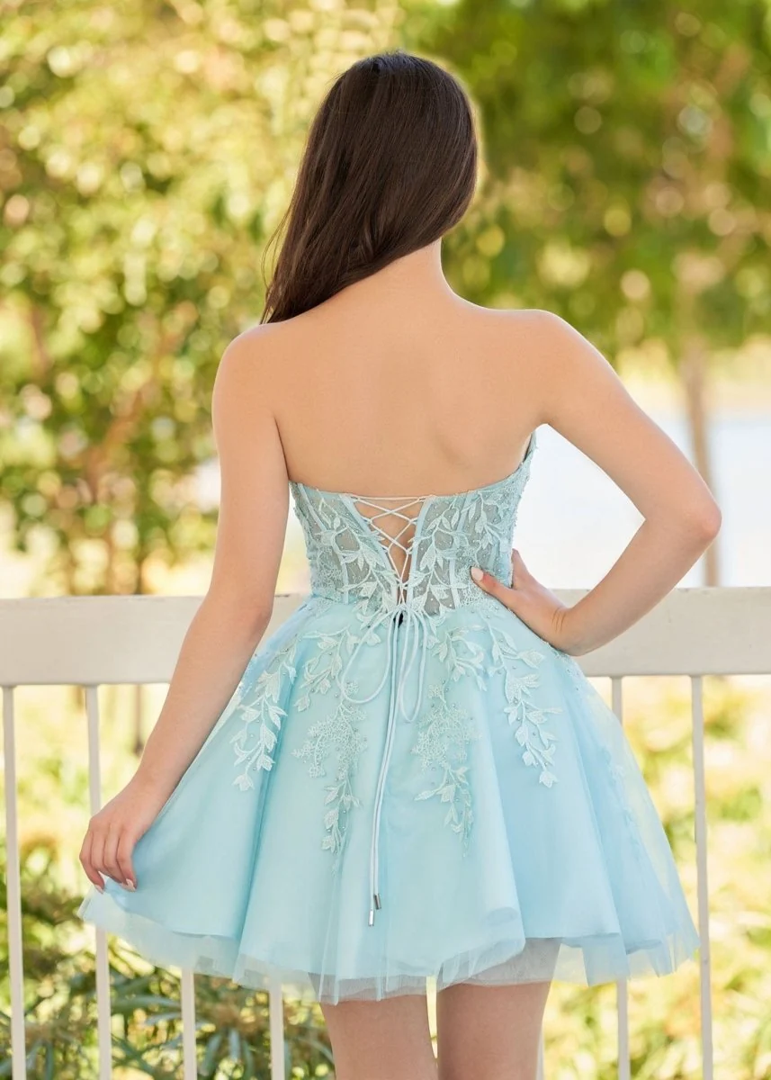 A-Line Tulle Lace Homecoming Dress with Appliques