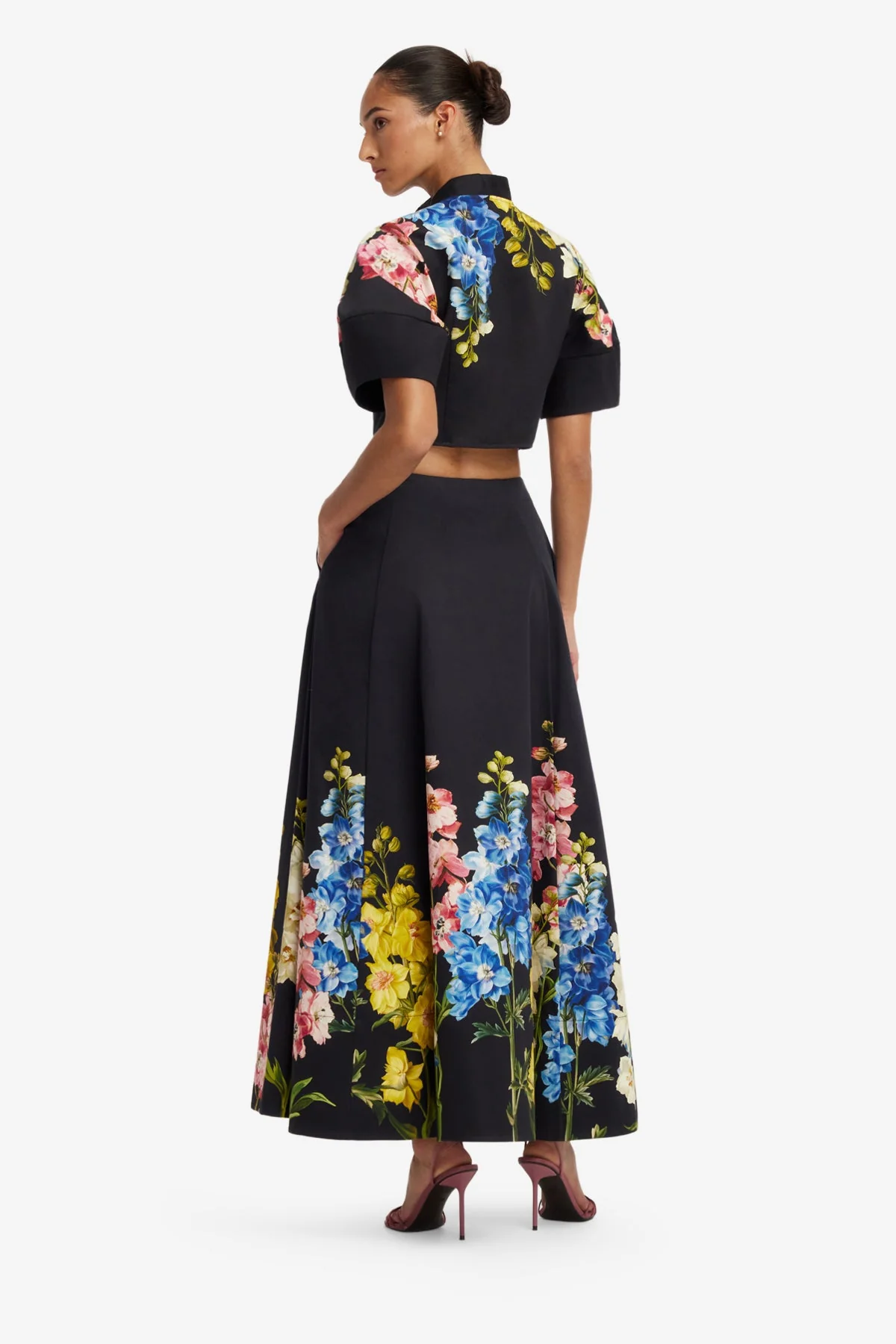 Molly Puff Sleeve Top - Snapdragon Print in Ebony