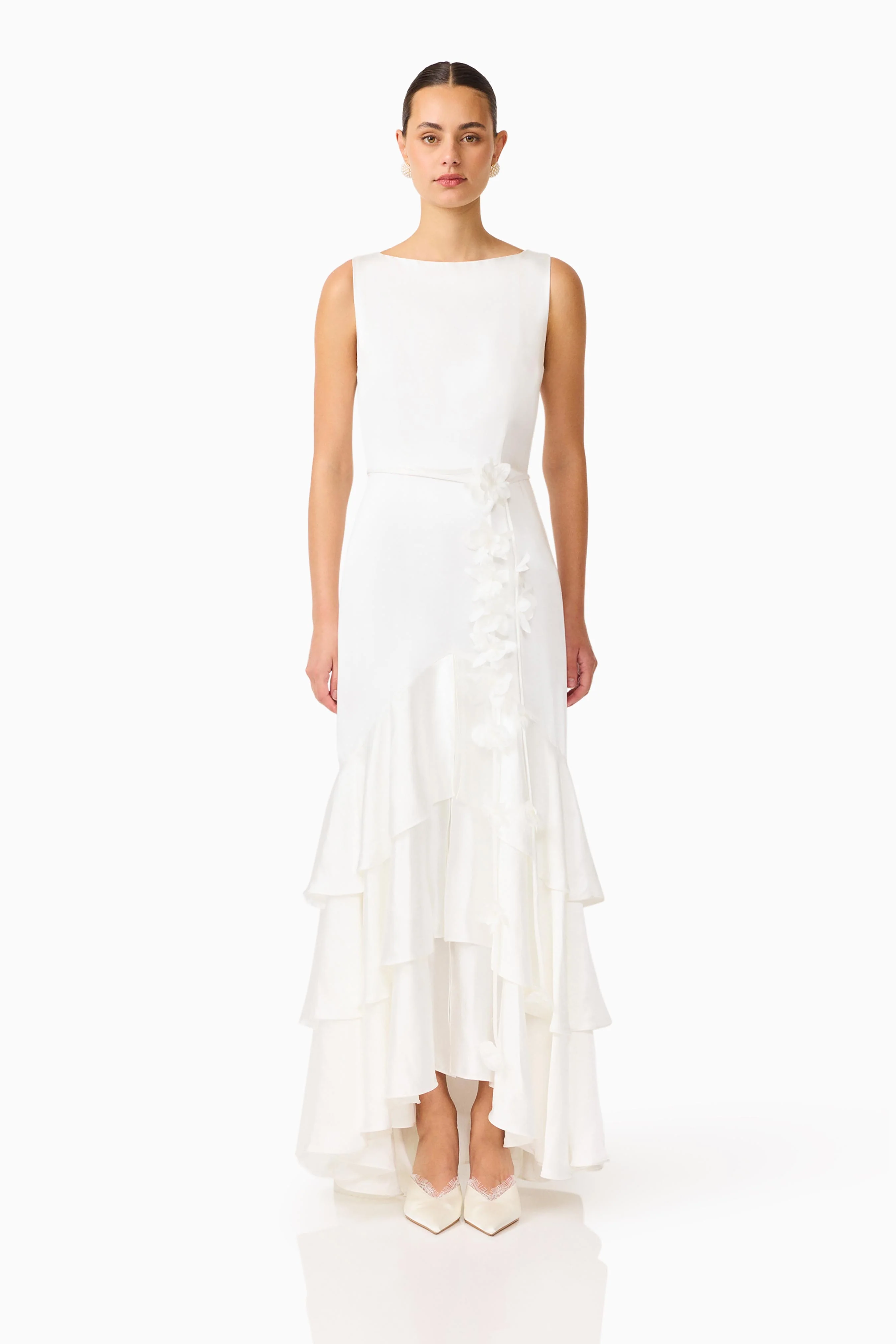Erielle Tiered Gown in White
