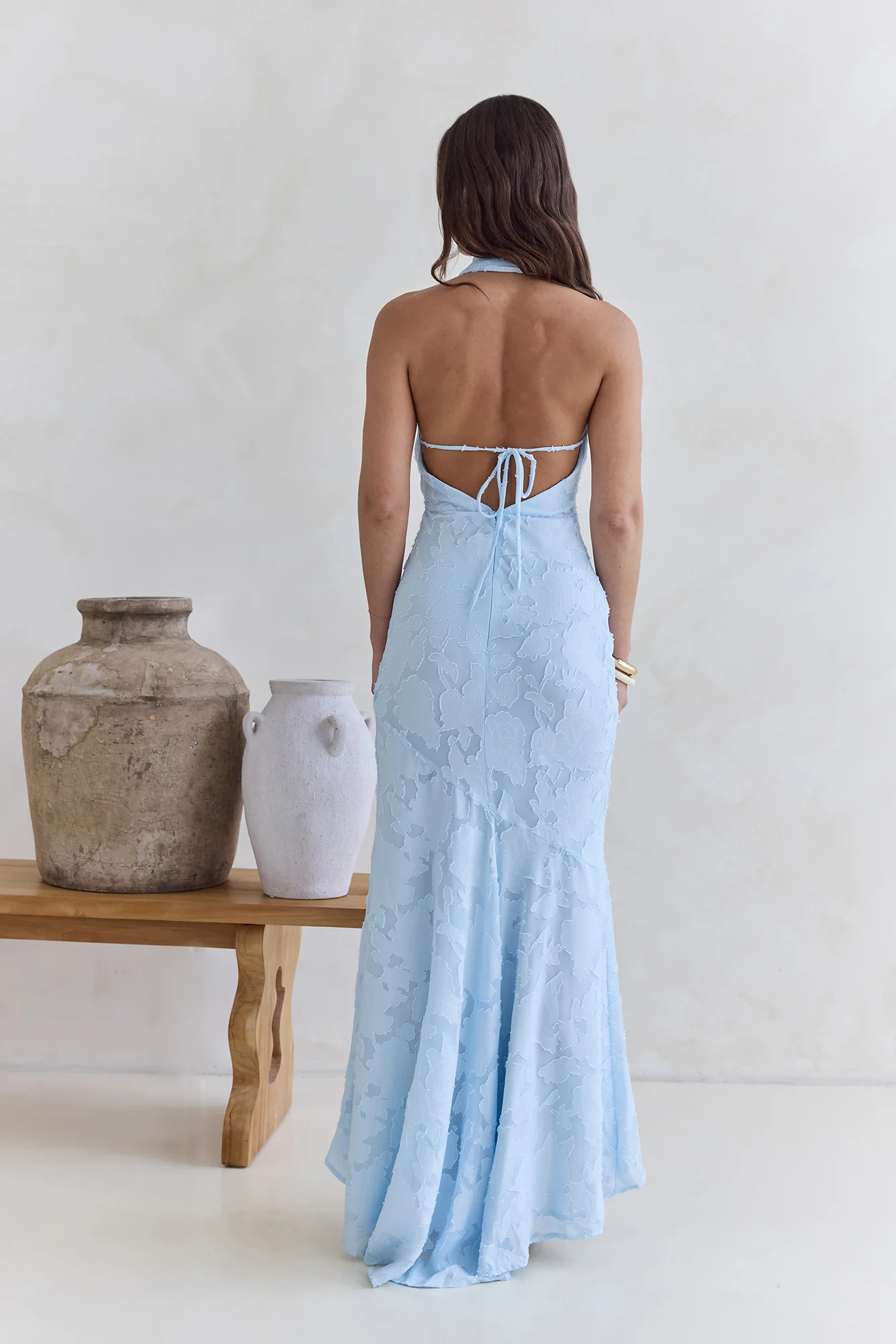 More And More Halter Maxi Dress Blue - luluinthesky