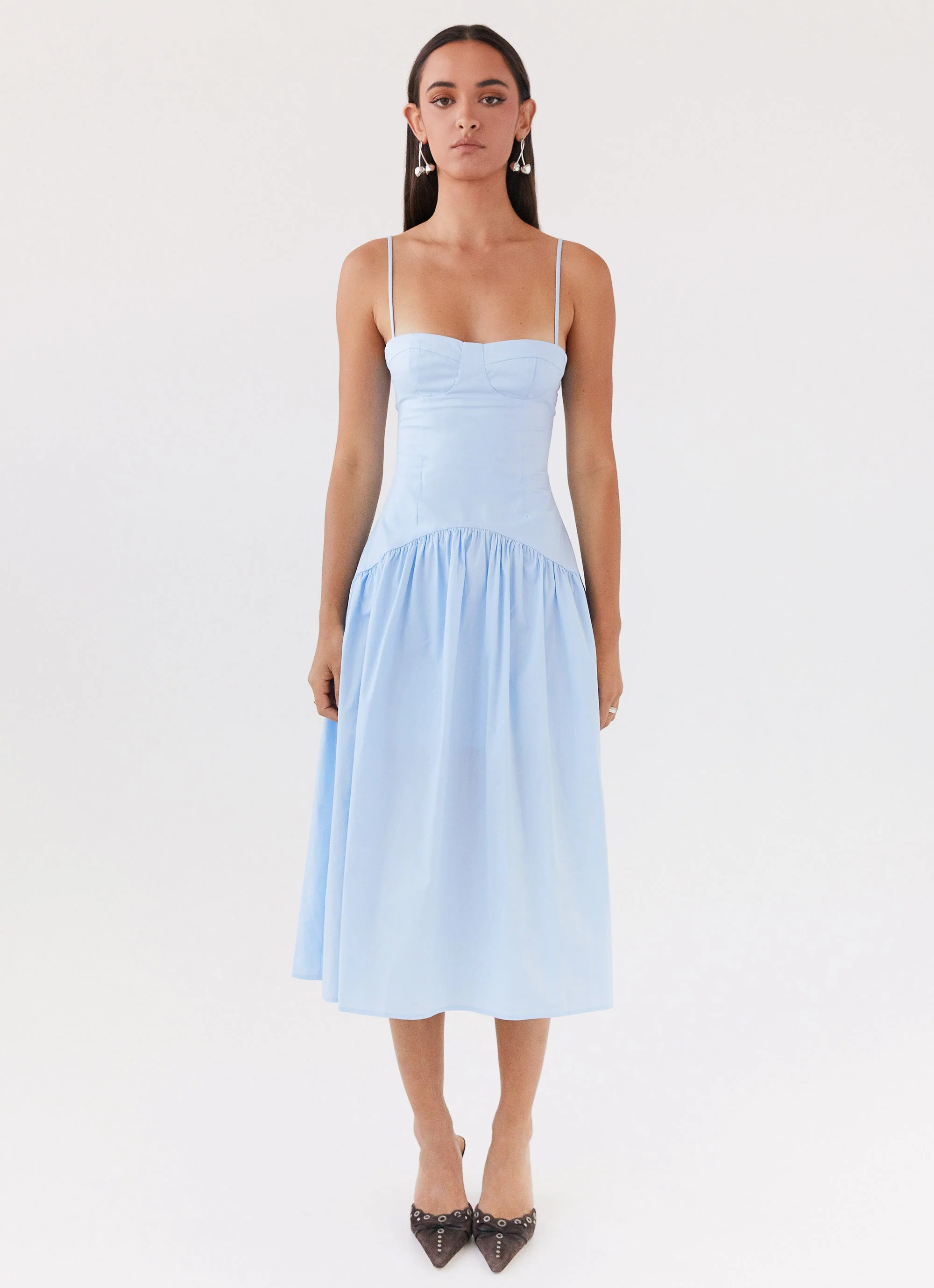 Yvette Corset Midi Dress - Blue - luluinthesky