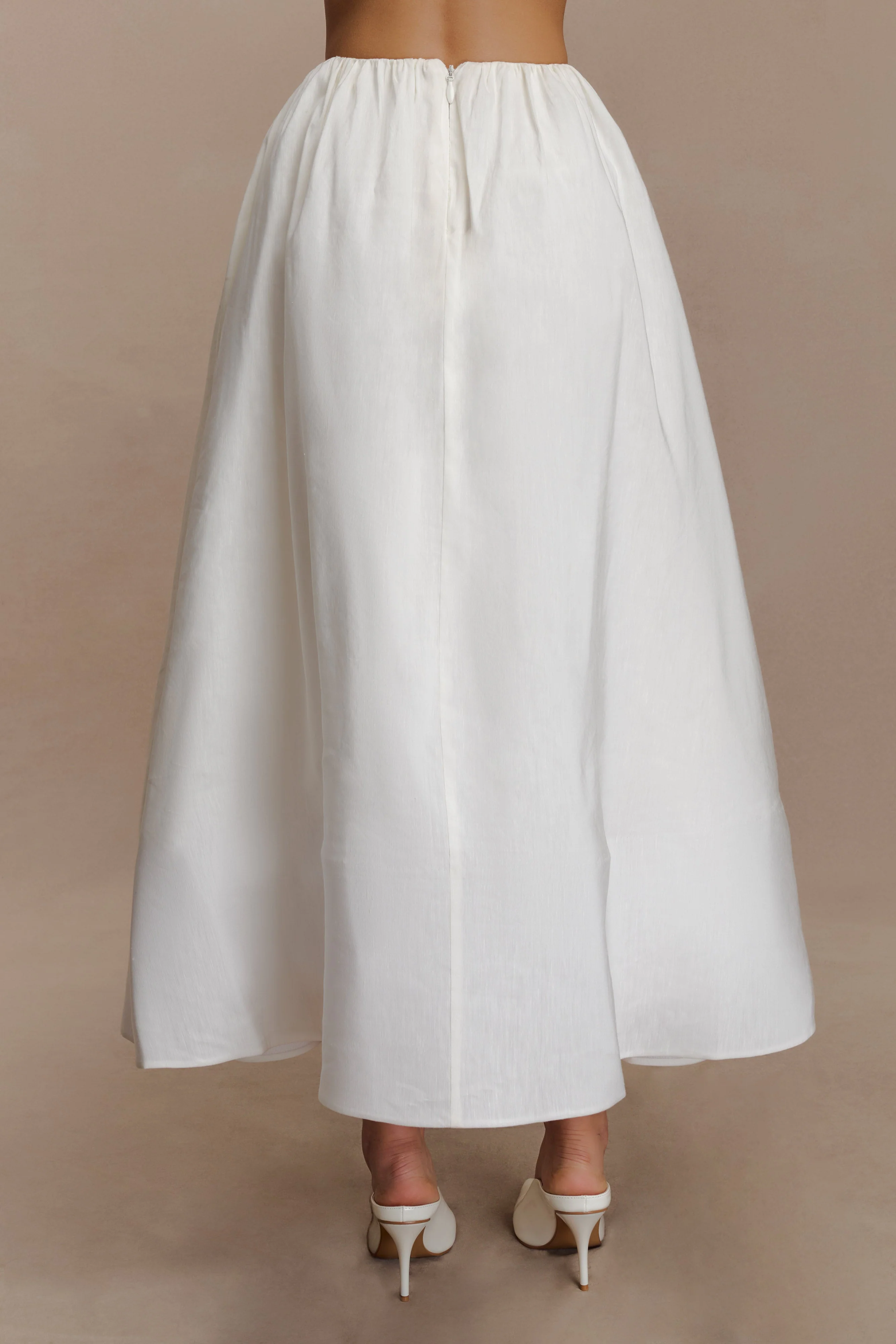 Greta Gathered Maxi Skirt - White
