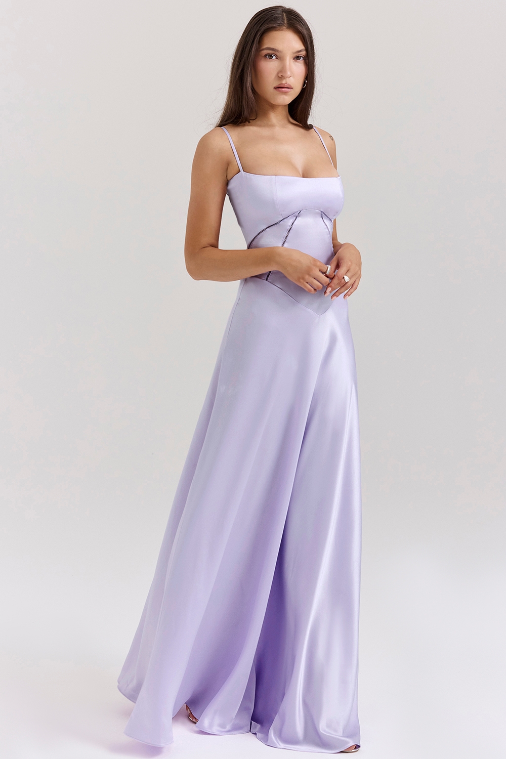 orchid lace up maxi dress