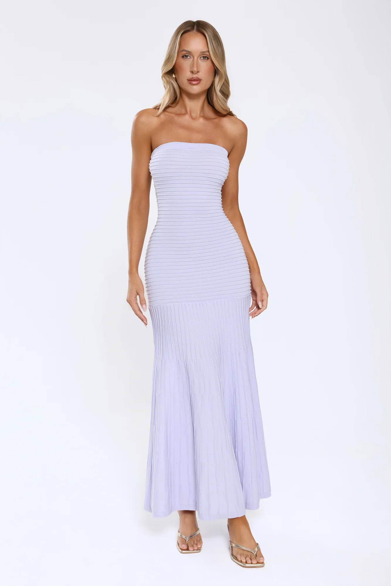 Statement Mode Strapless Maxi Dress Lilac