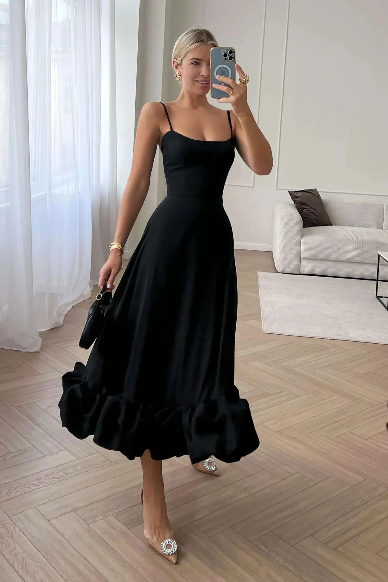 Heather Sleeveless Twirl Midi Dress - luluinthesky