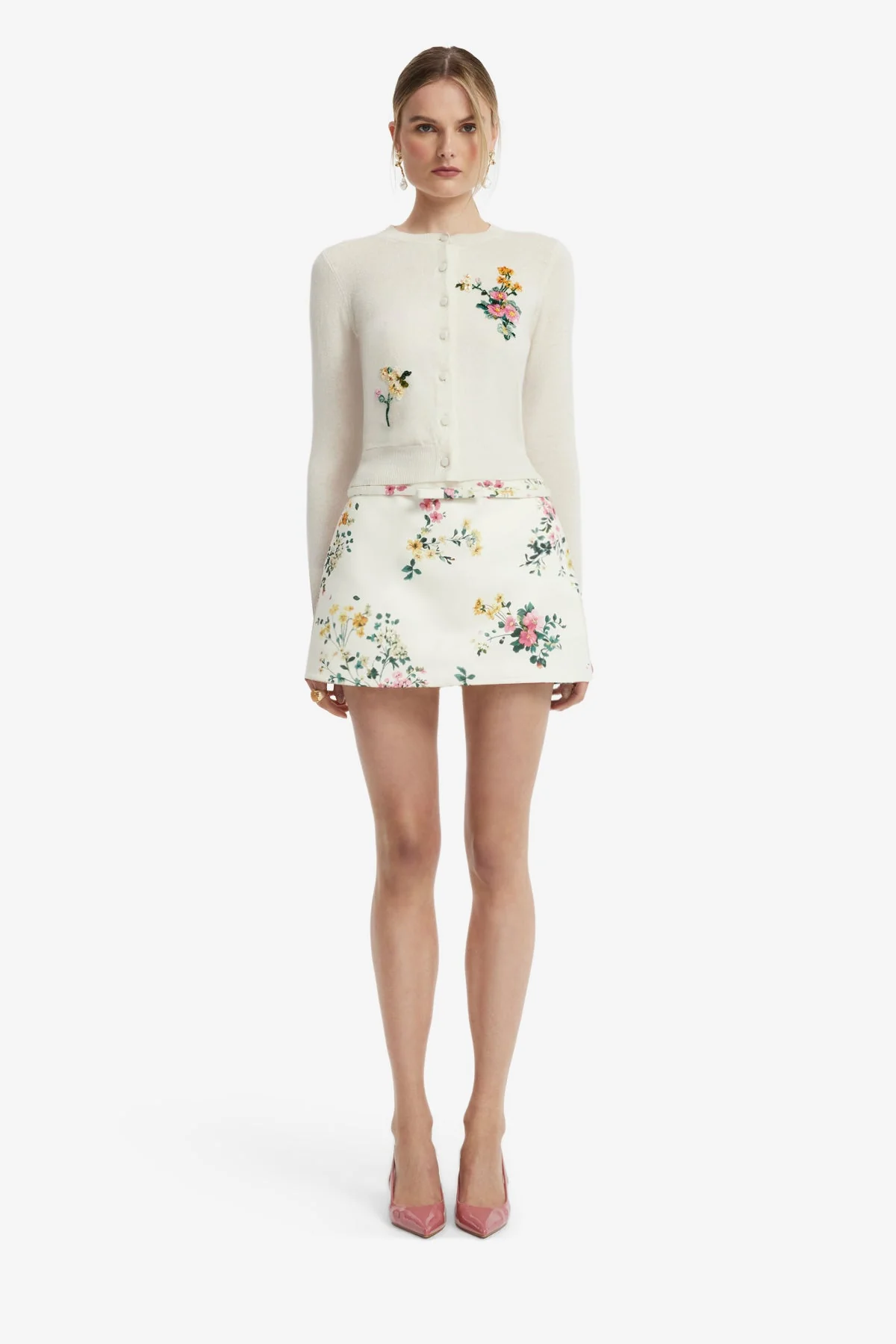 Nori Mini Skort - Posy Print in Snow